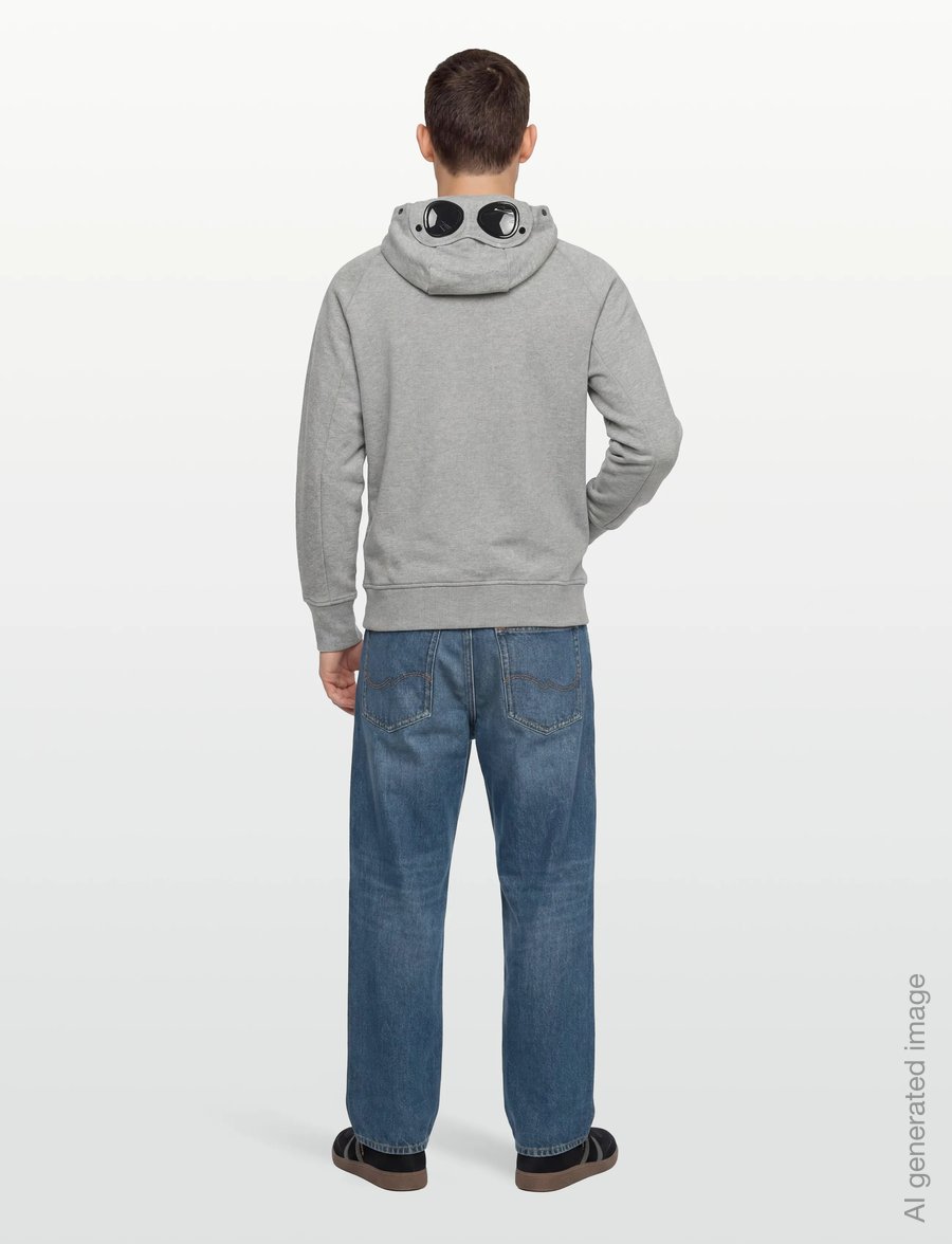C.P. Company - RAISED FLEECE GOGGLE ZIPPED HOODIE - hoodies - grey melange - 4