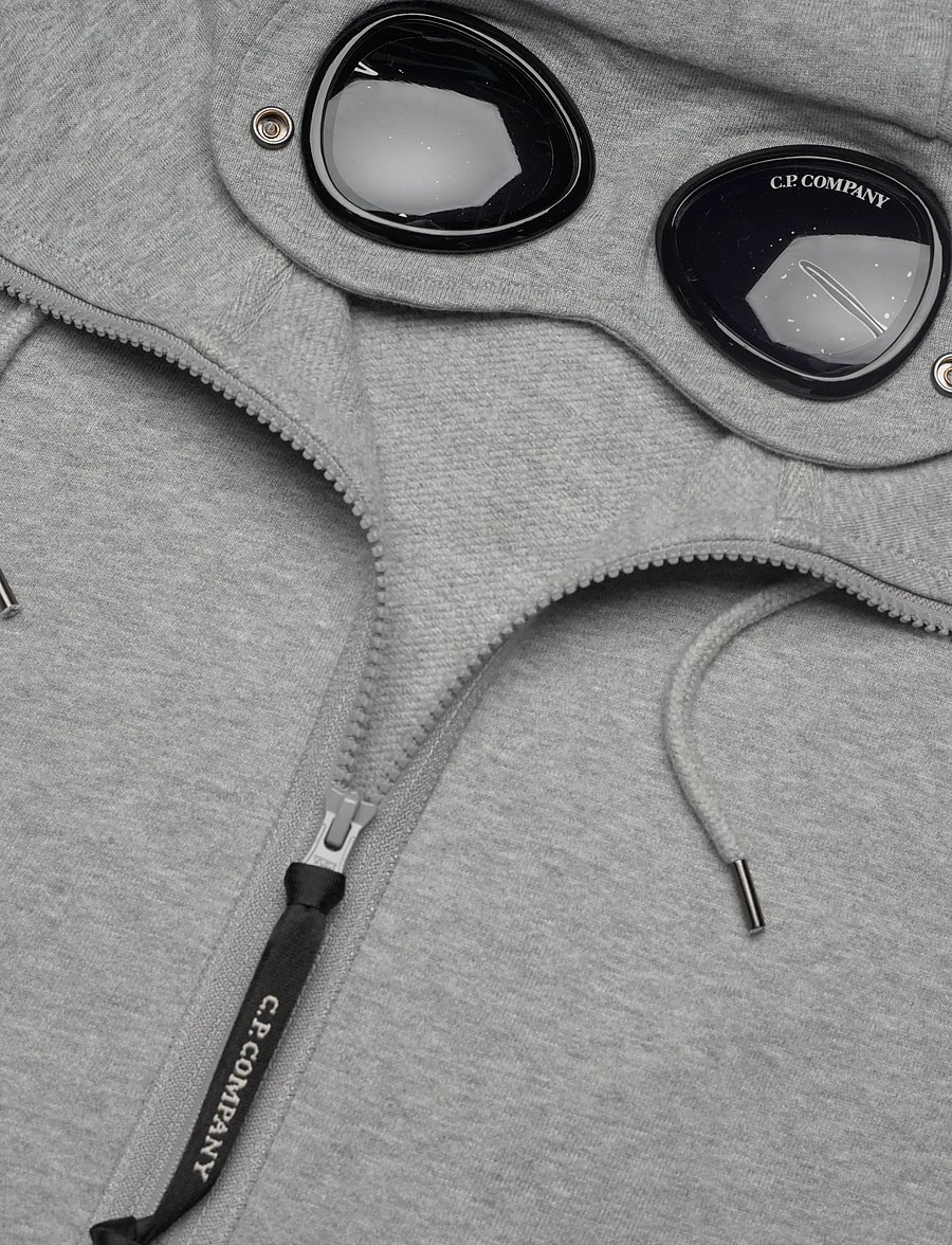 C.P. Company - RAISED FLEECE GOGGLE ZIPPED HOODIE - hoodies - grey melange - 5