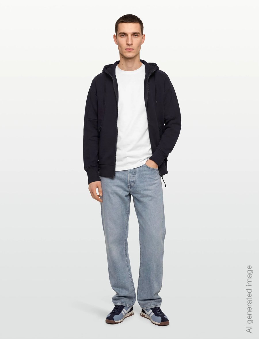 C.P. Company - RAISED FLEECE GOGGLE ZIPPED HOODIE - sweatshirts - total eclipse - 0