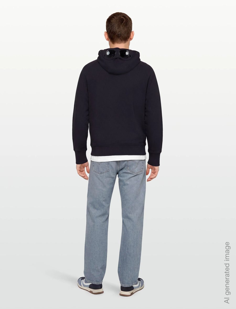 C.P. Company - RAISED FLEECE GOGGLE ZIPPED HOODIE - sweatshirts - total eclipse - 4