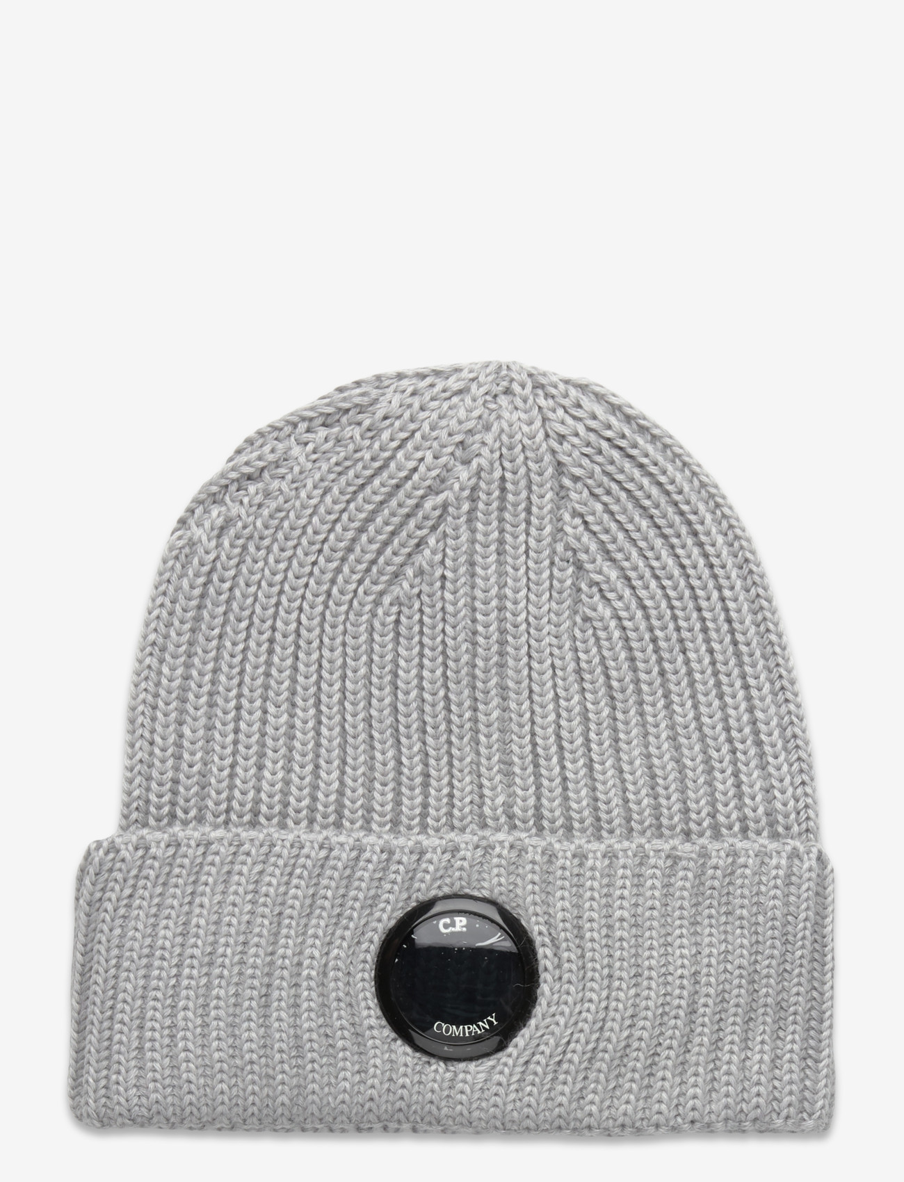 C.P. Company - Logo Ribbed Beanie (Merino) - mütsid ja nokkmütsid - moon melange - 0