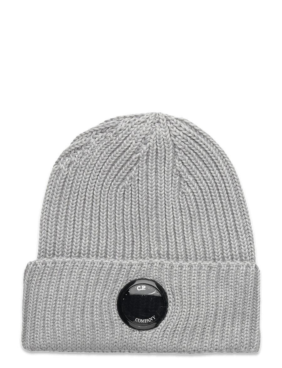 C.P. Company - Logo Ribbed Beanie (Merino) - shop efter stil - moon melange - 0