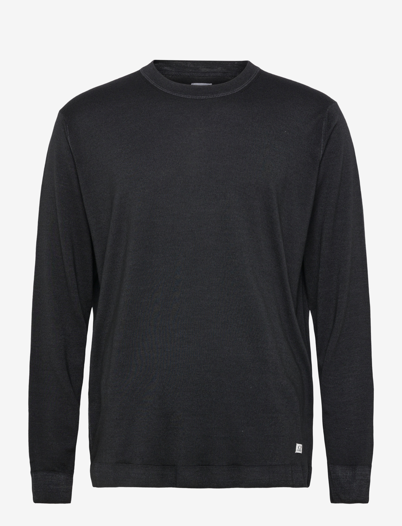 C.P. Company - Merino Wool Fast Dyed Crew Neck Logo Knit - rund hals - black - 0