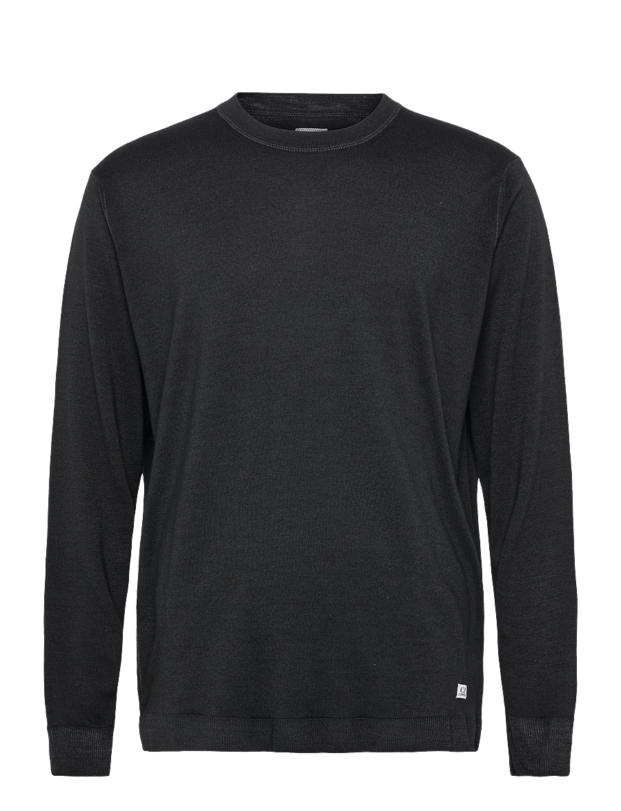C.P. Company - Merino Wool Fast Dyed Crew Neck Logo Knit - rundhals - black - 1