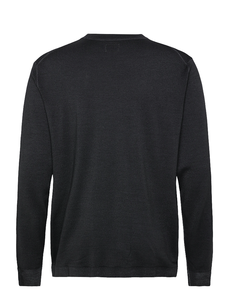 C.P. Company - Merino Wool Fast Dyed Crew Neck Logo Knit - rund hals - black - 1