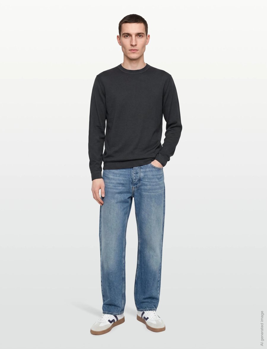 C.P. Company - Merino Wool Fast Dyed Crew Neck Logo Knit - rundhals - black - 0