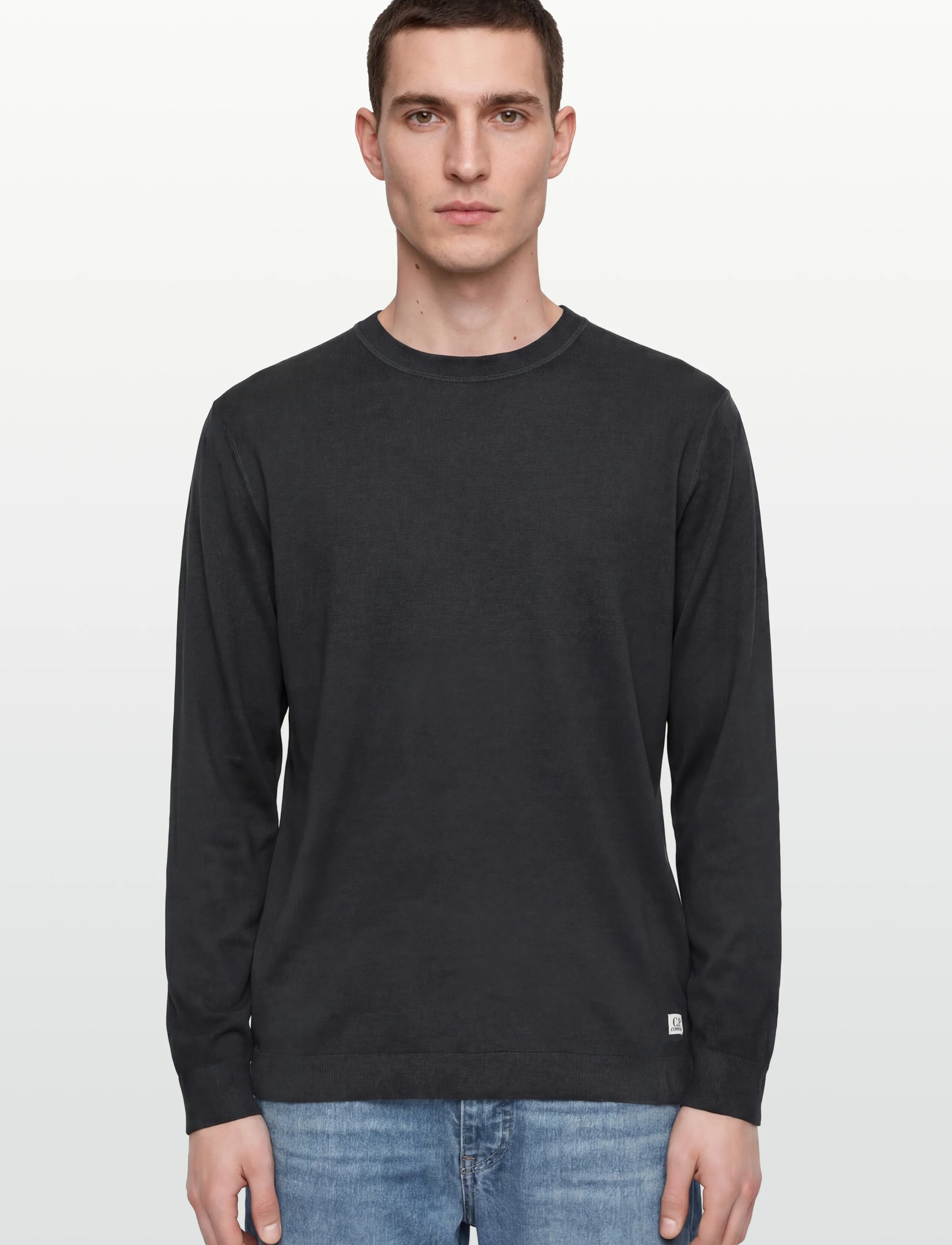 C.P. Company - Merino Wool Fast Dyed Crew Neck Logo Knit - rund hals - black - 3