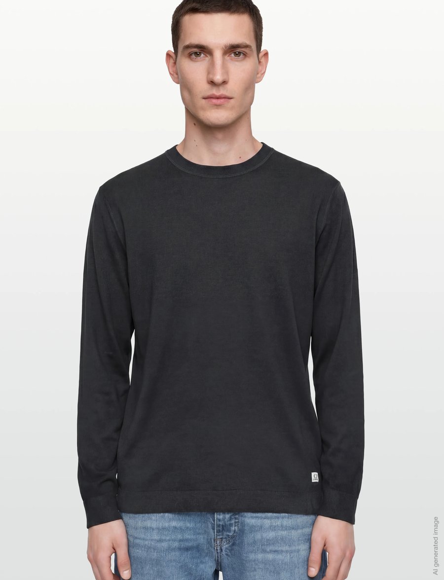 C.P. Company - Merino Wool Fast Dyed Crew Neck Logo Knit - rundhals - black - 3