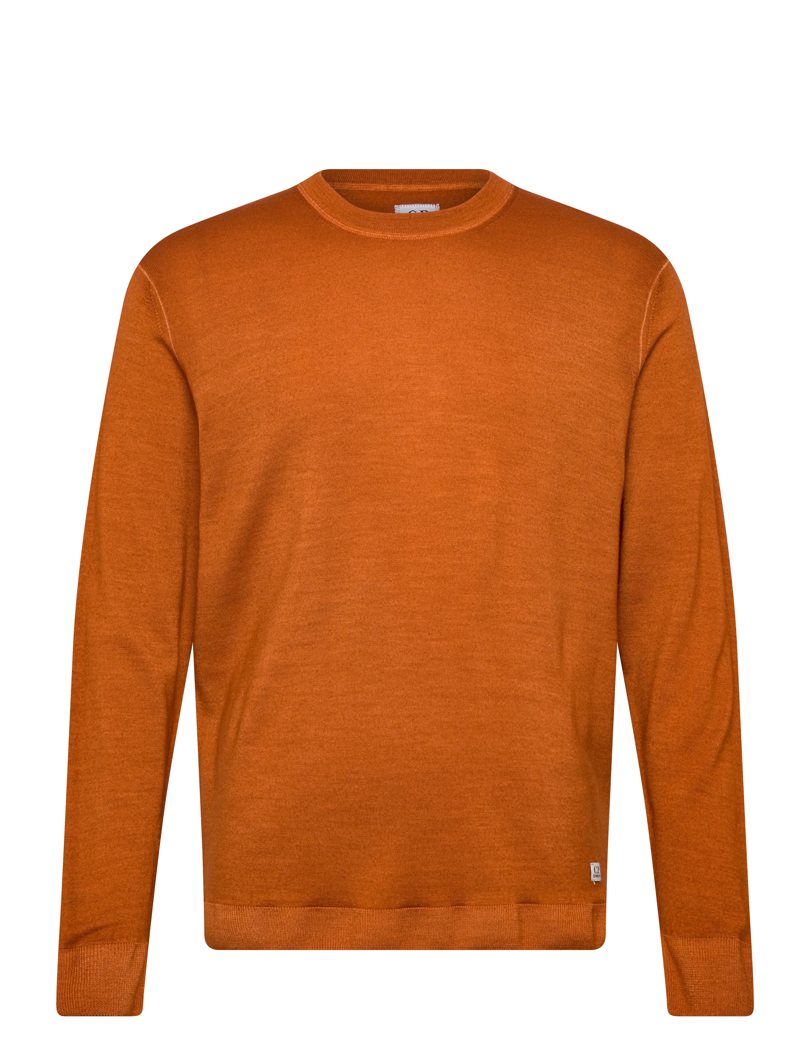 Merino Wool Fast Dyed Crew Neck Logo Knit - BOMBAY BROWN