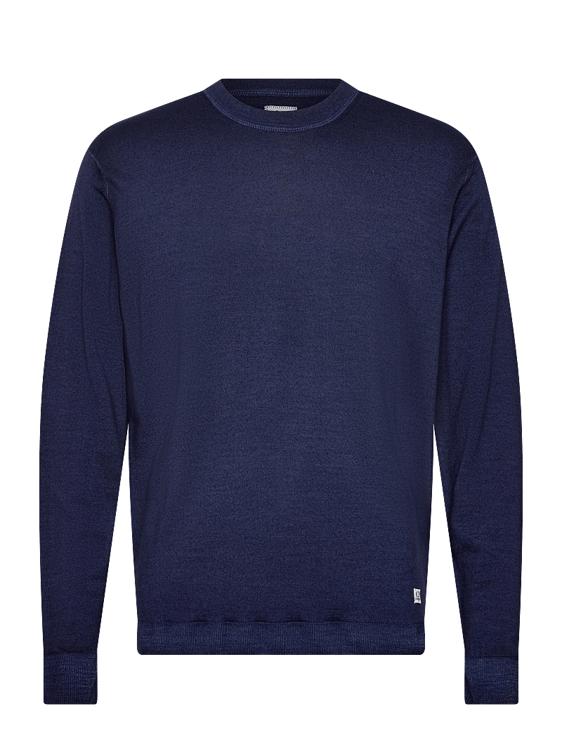 C.P. Company - Merino Wool Fast Dyed Crew Neck Logo Knit - rund hals - estate blue - 0