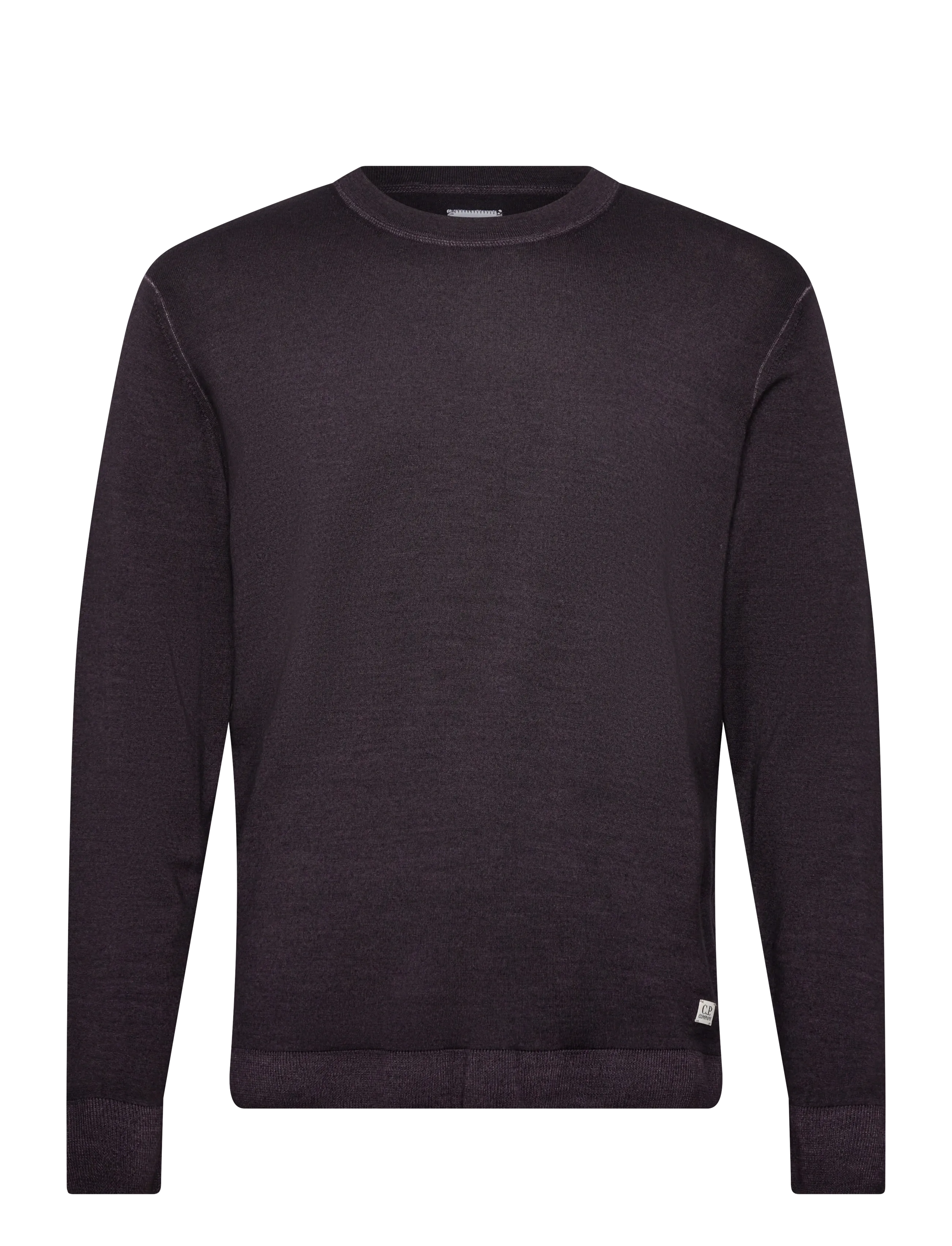 Merino Wool Fast Dyed Crew Neck Logo Knit - NIGHTSHADE