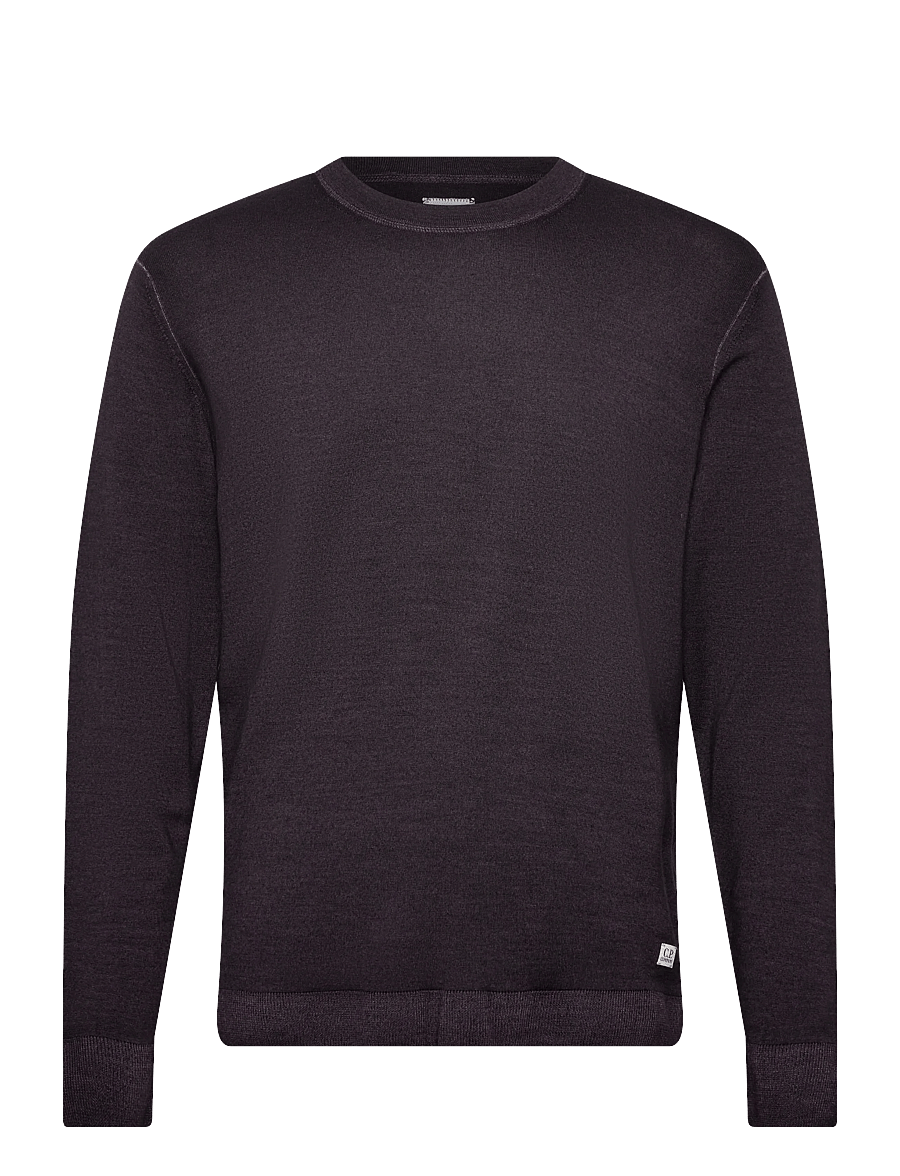 C.P. Company - Merino Wool Fast Dyed Crew Neck Logo Knit - rundhals - nightshade - 0