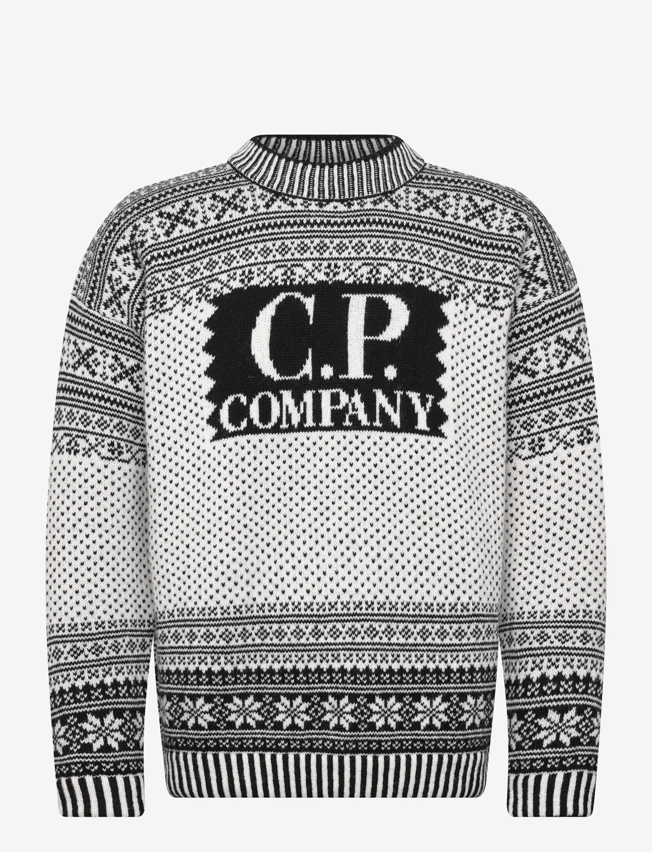 C.P. Company - Wool Jacquared Logo Knit - Ümmarguse kaelusega kudumid - black multi - 0