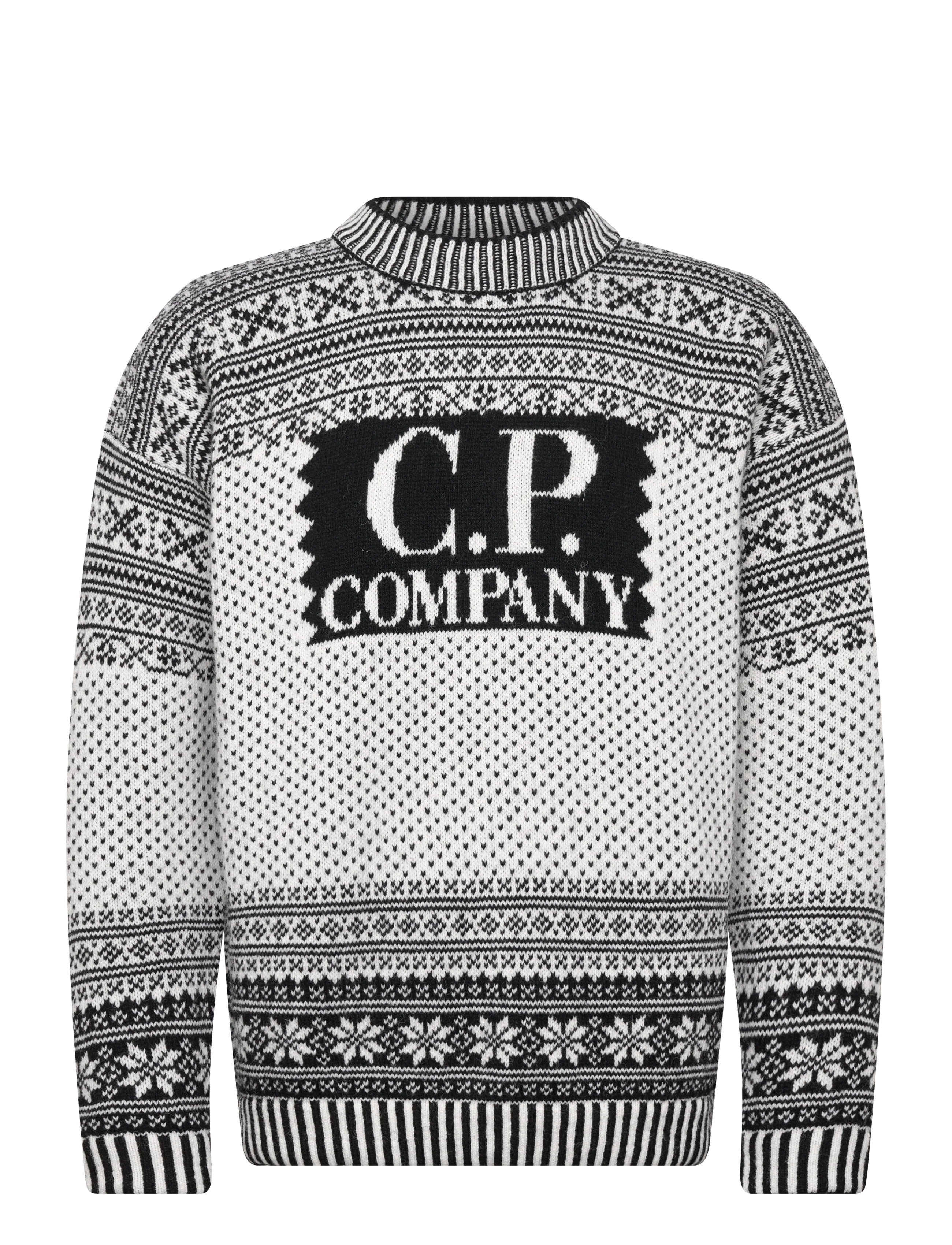 C.P. Company Wool Jacquared Logo Knit - Herren - BLACK MULTI / white