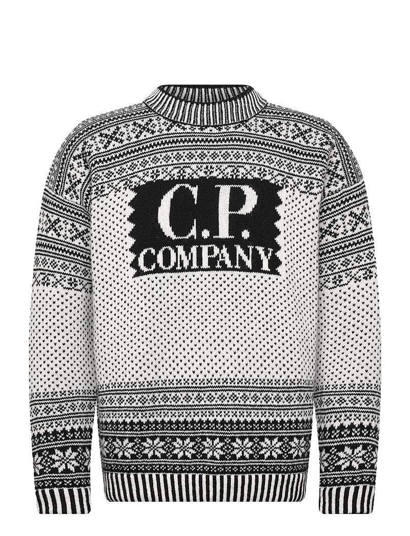 C.P. Company - Wool Jacquared Logo Knit - Ümmarguse kaelusega kudumid - black multi - 0