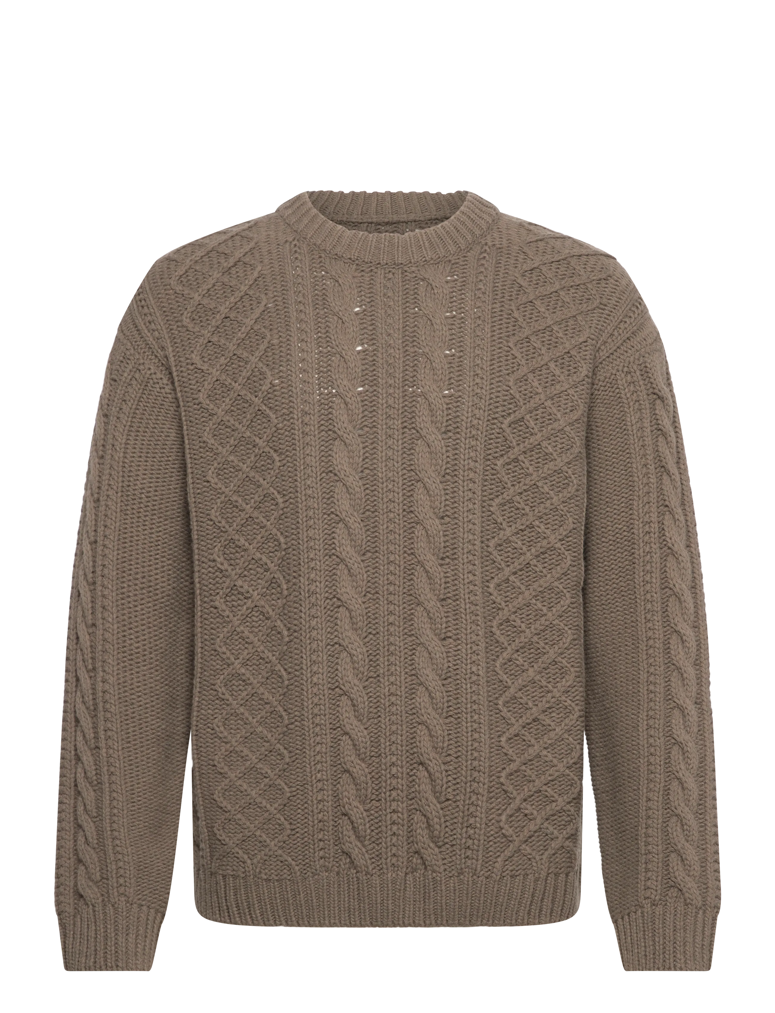 Lambswool Men's Knit Sweater - WALNUT