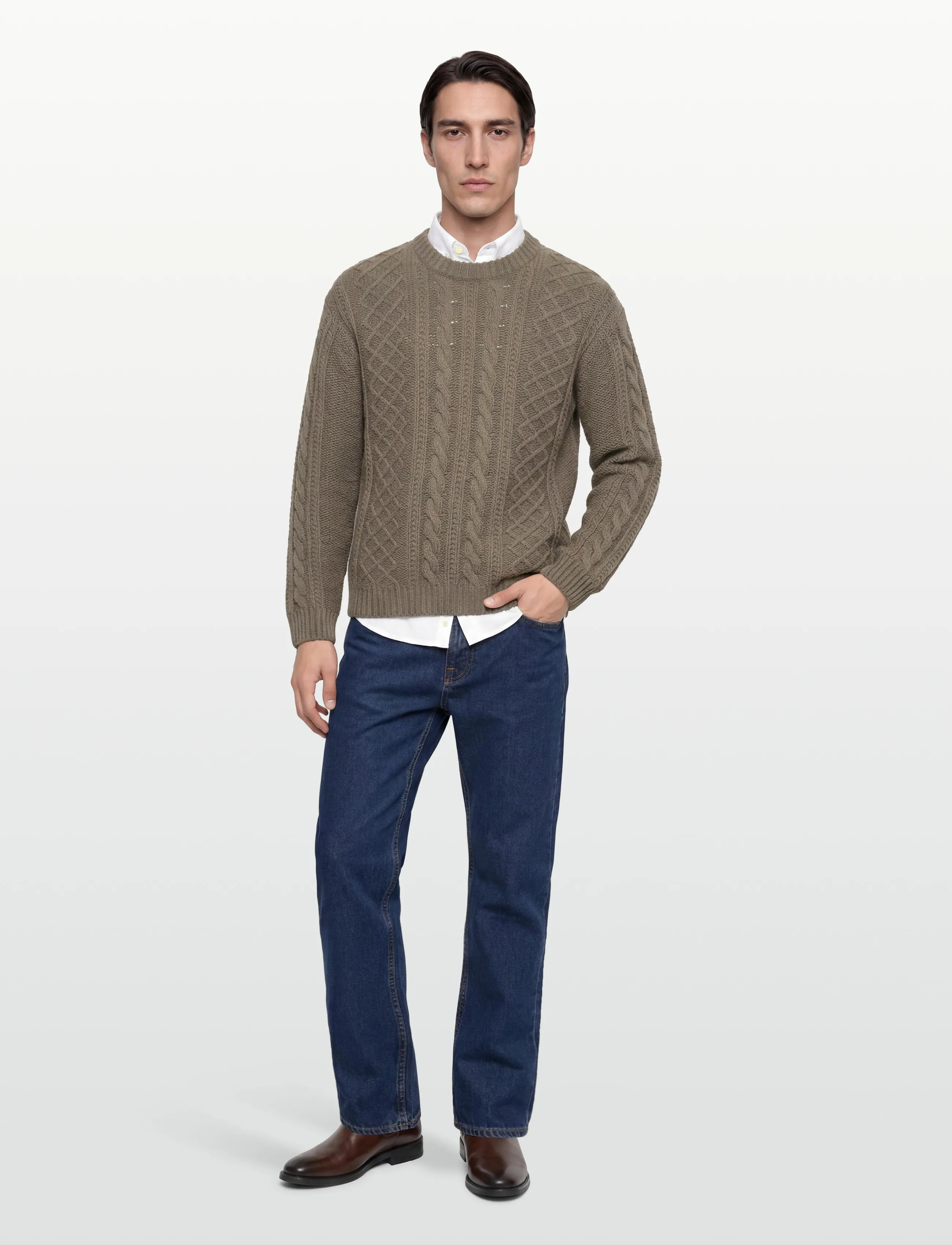 C.P. Company Lambswool Men's Knit Sweater - Rundhals - WALNUT / brown