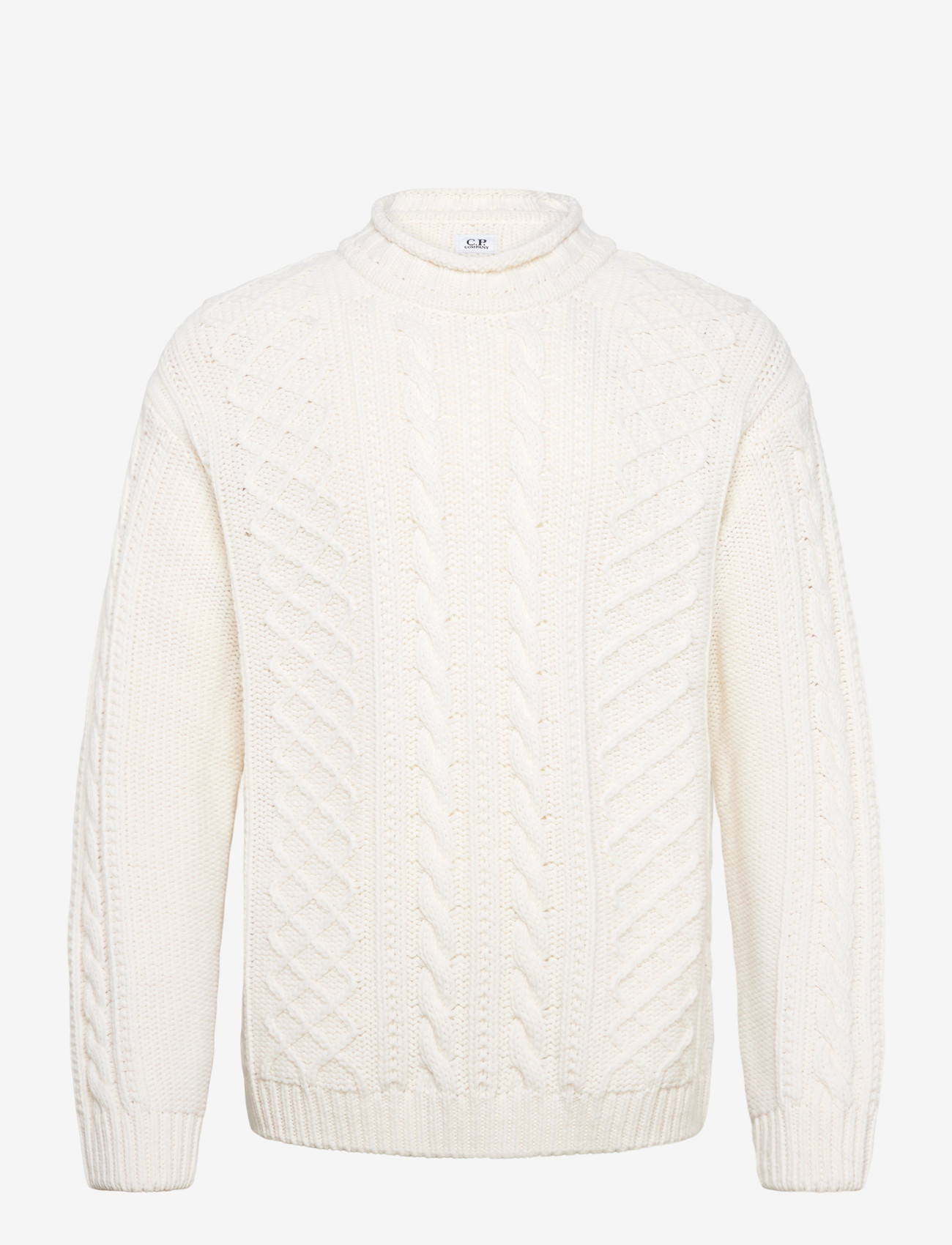 C.P. Company - Cable Knit Crew Neck Sweater - polokrage - gauze white - 0