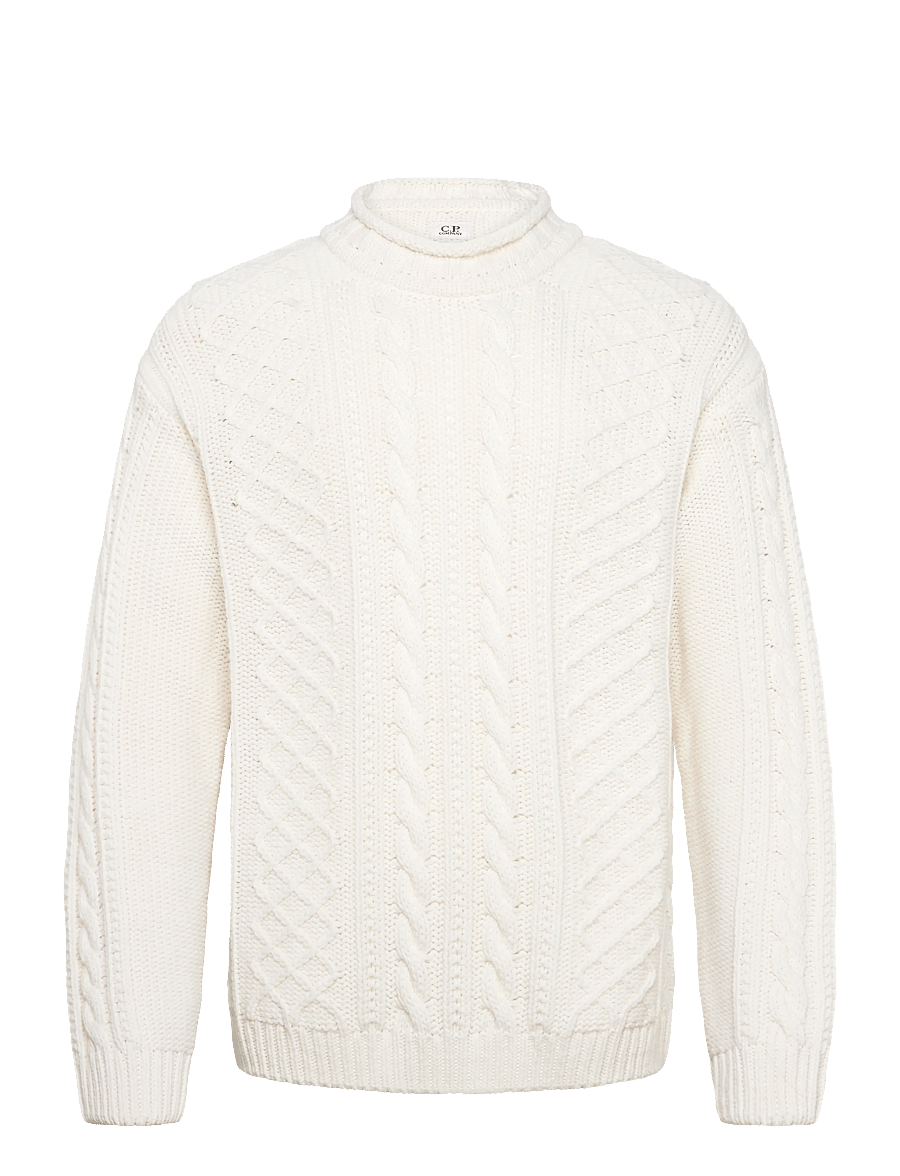 C.P. Company - Cable Knit Crew Neck Sweater - rollkragen - gauze white - 1