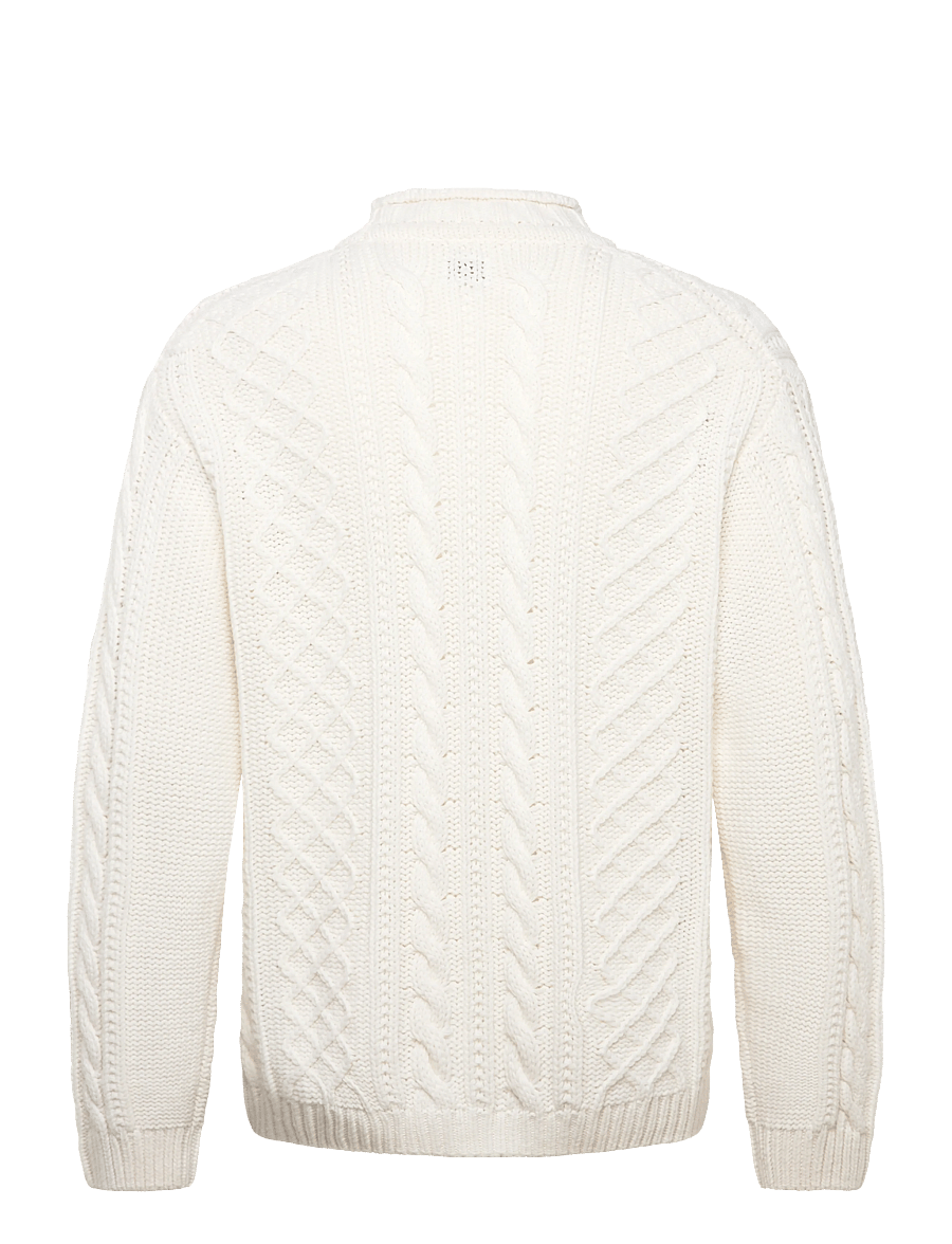 C.P. Company - Cable Knit Crew Neck Sweater - rollkragen - gauze white - 2