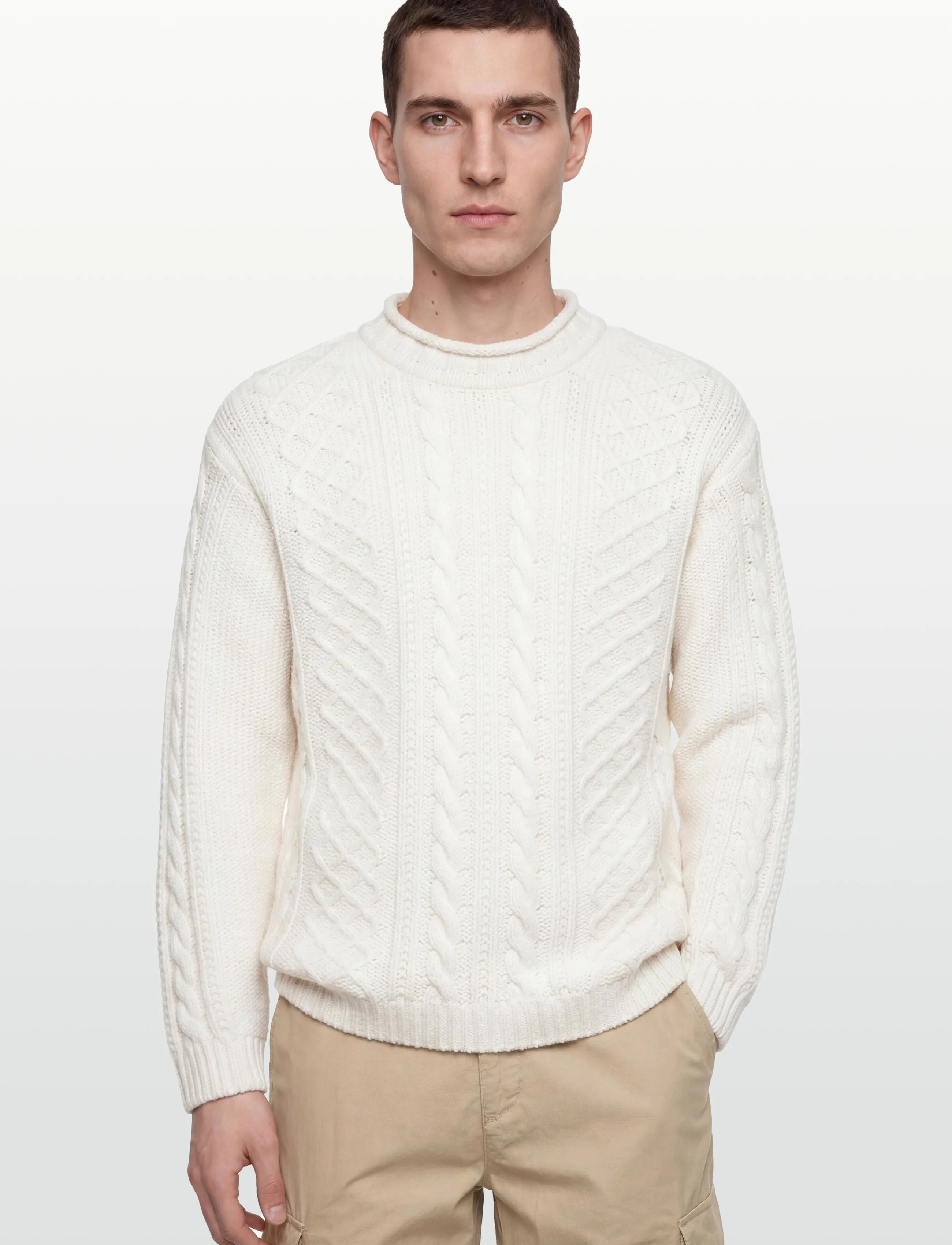 C.P. Company - Cable Knit Crew Neck Sweater - rollkragen - gauze white - 3