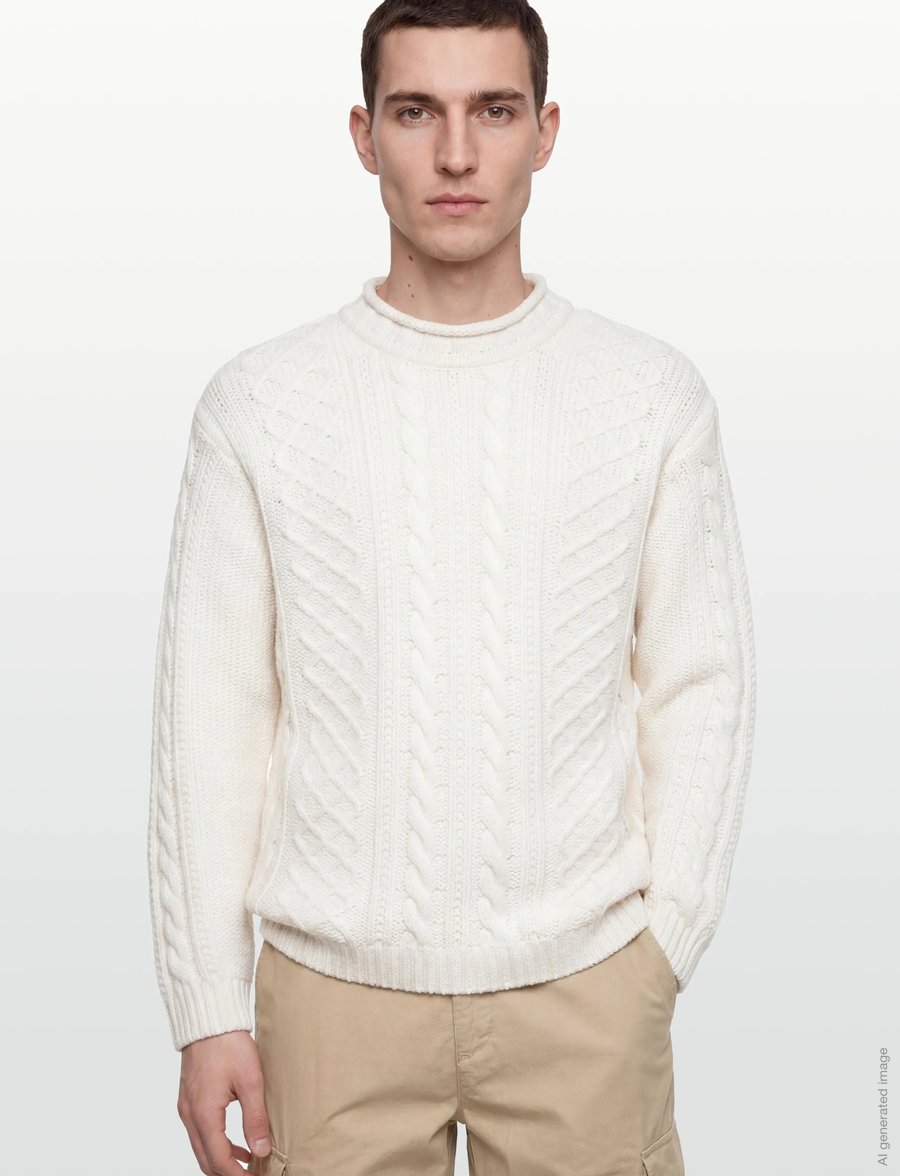 C.P. Company - Cable Knit Crew Neck Sweater - rollkragen - gauze white - 3