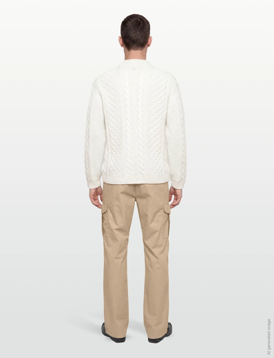 C.P. Company - Cable Knit Crew Neck Sweater - rollkragen - gauze white - 4