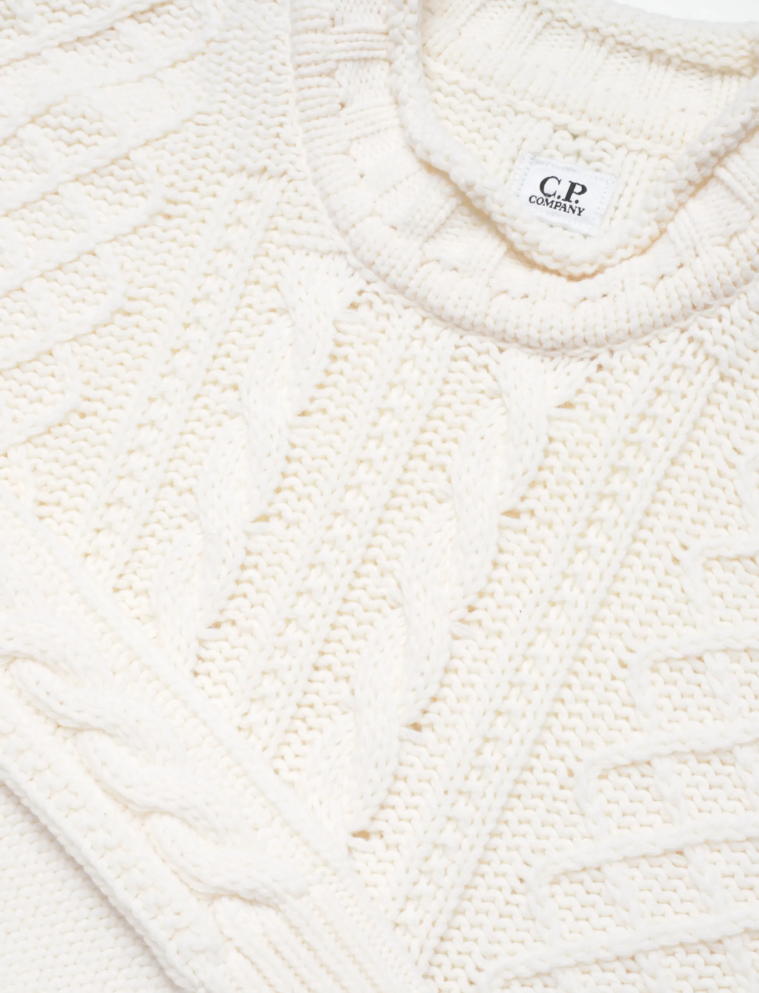 C.P. Company - Cable Knit Crew Neck Sweater - rollkragen - gauze white - 5