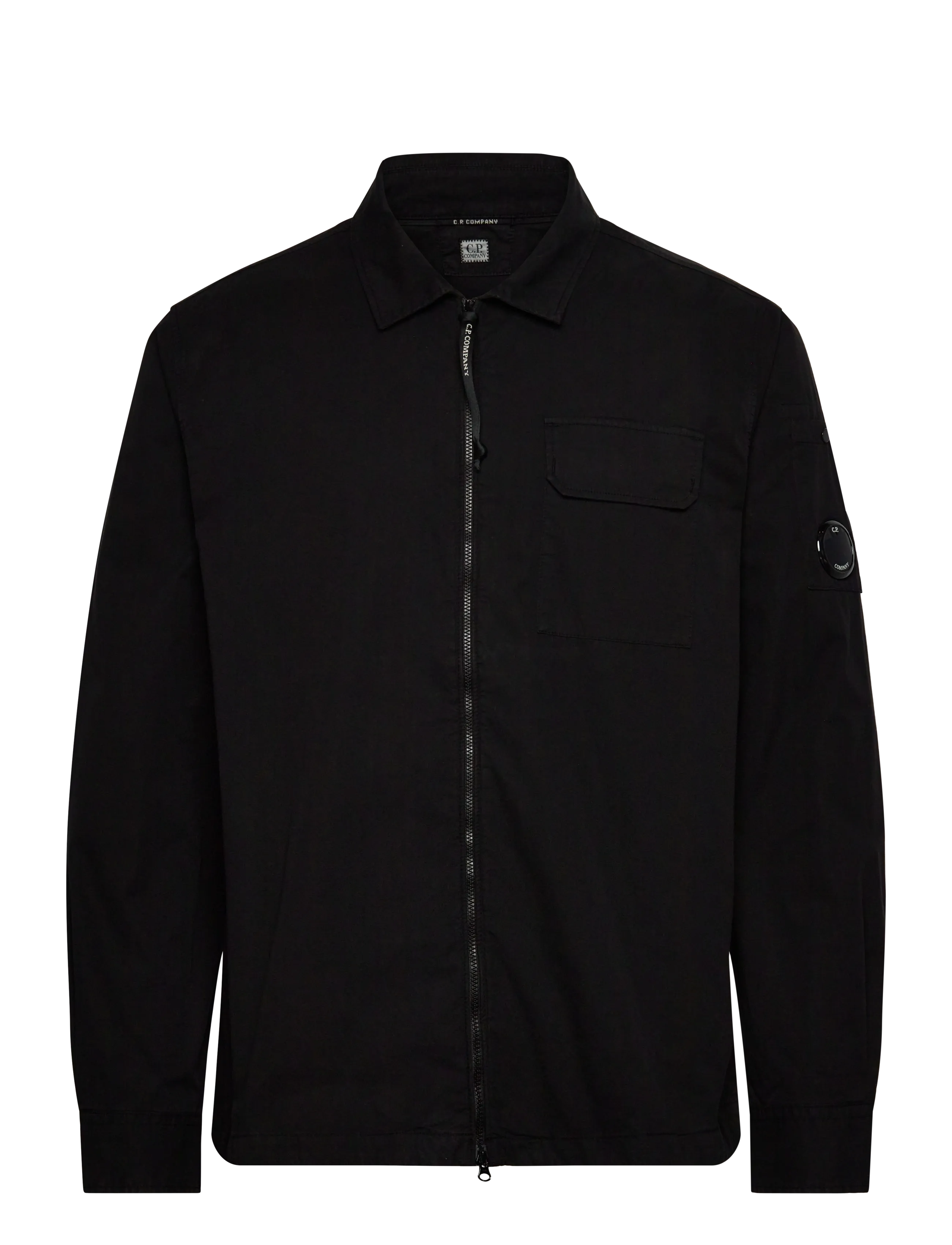 ORGANIC GABARDINE ZIPPED OVERSHIRT - BLACK