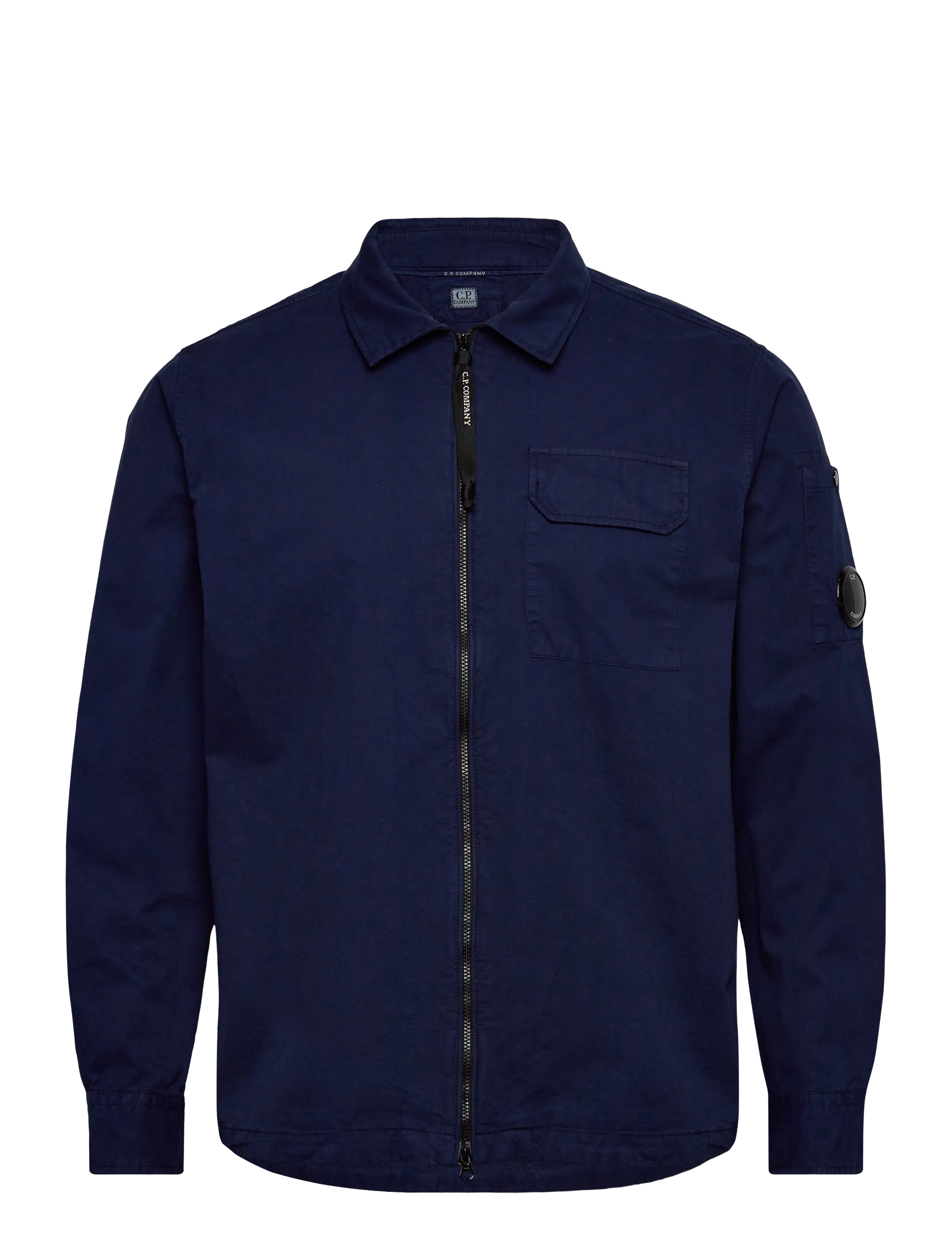 ORGANIC GABARDINE ZIPPED OVERSHIRT - ESTATE BLUE