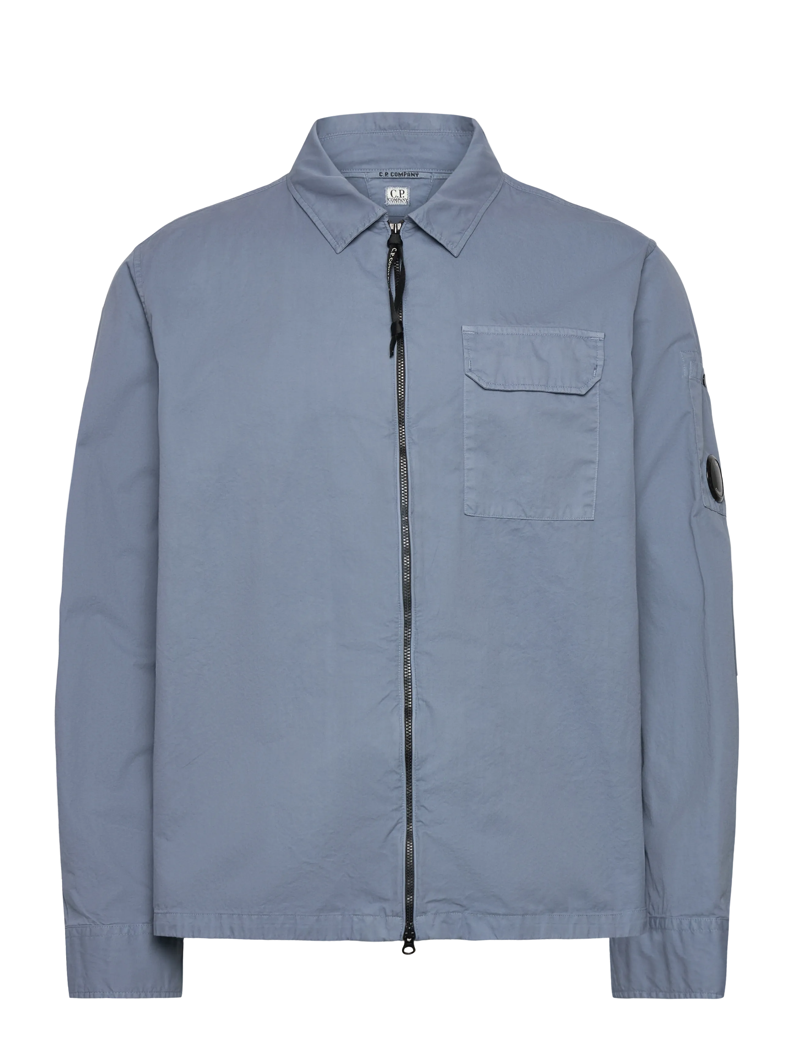 ORGANIC GABARDINE ZIPPED OVERSHIRT - FLINT STONE