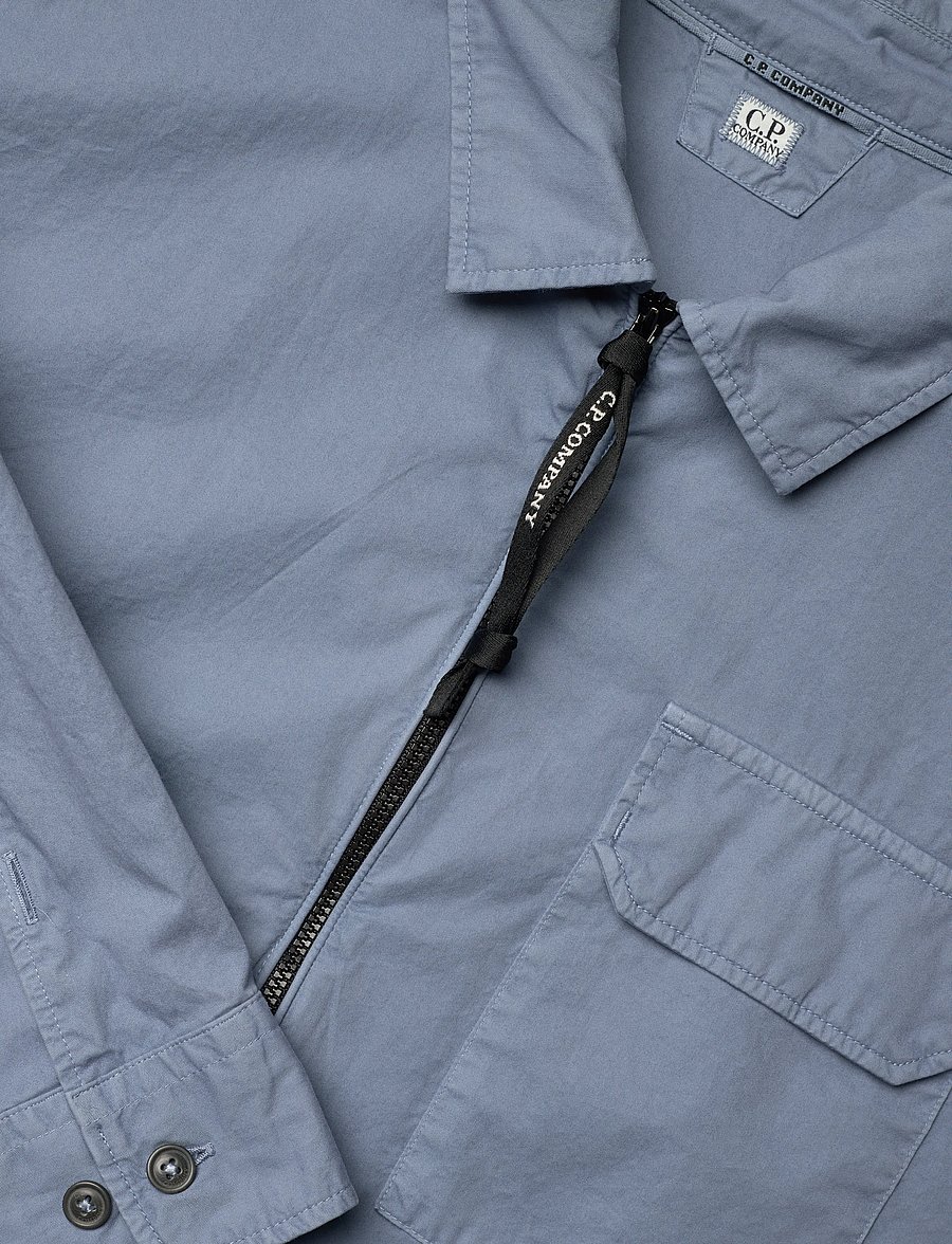C.P. Company - ORGANIC GABARDINE ZIPPED OVERSHIRT - flint stone - 2