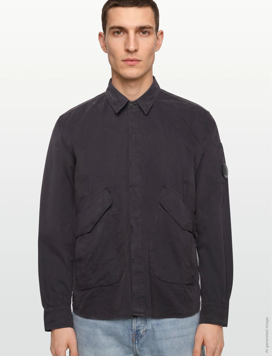 C.P. Company - Microreps Diamond Peach Overshirt - shop by style - black sand - 3