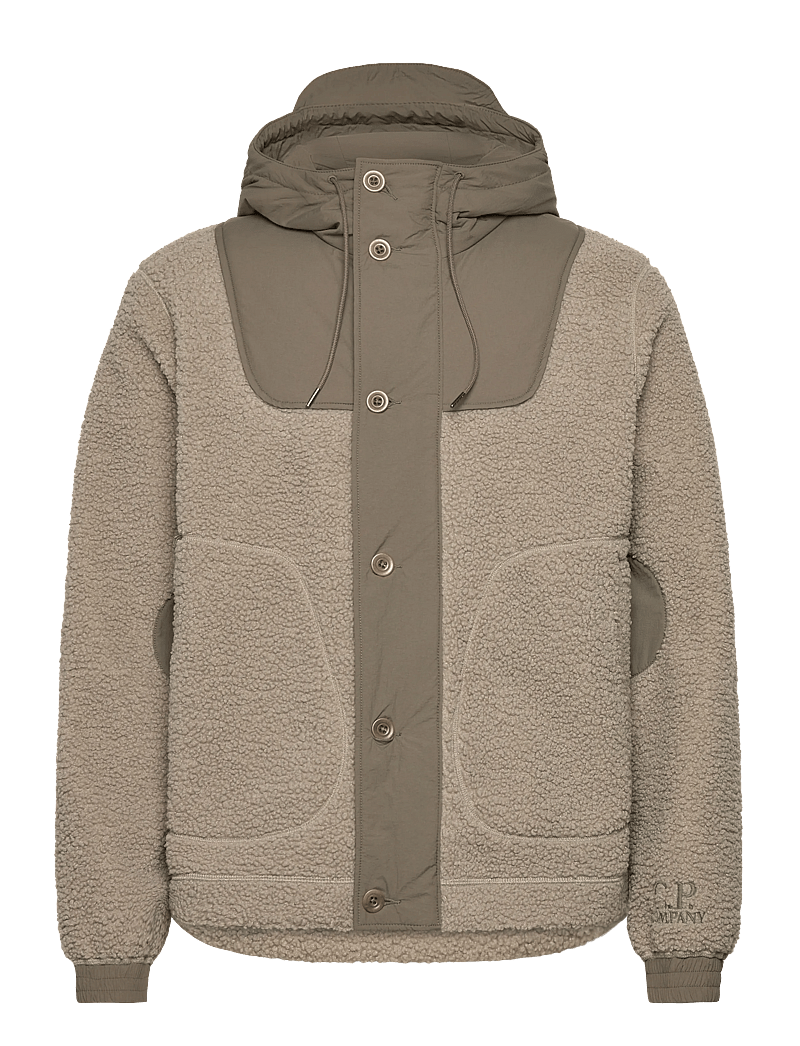 C.P. Company - Polar Shell Mixed Hooded Jacket - fodrade jackor - vintage khaki - 0