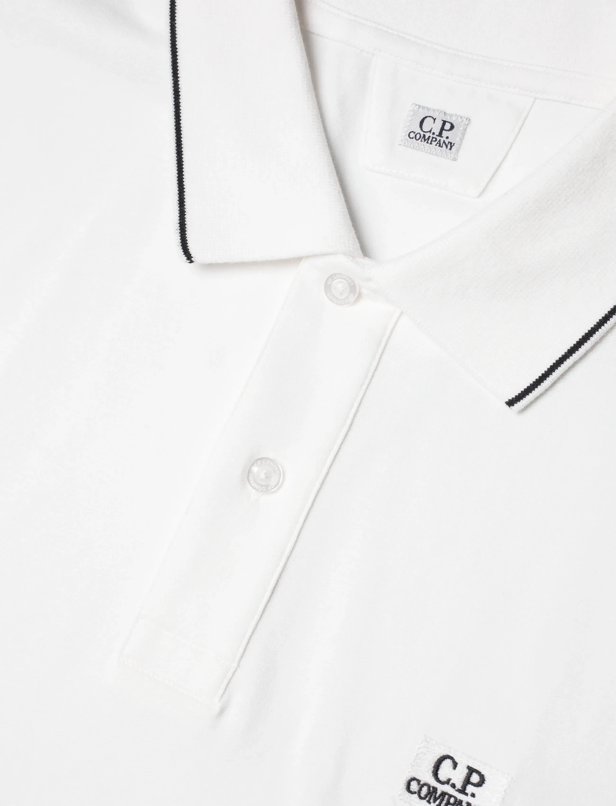 C.P. Company - Logo-emroidered Polo shirt - gauze white - 2