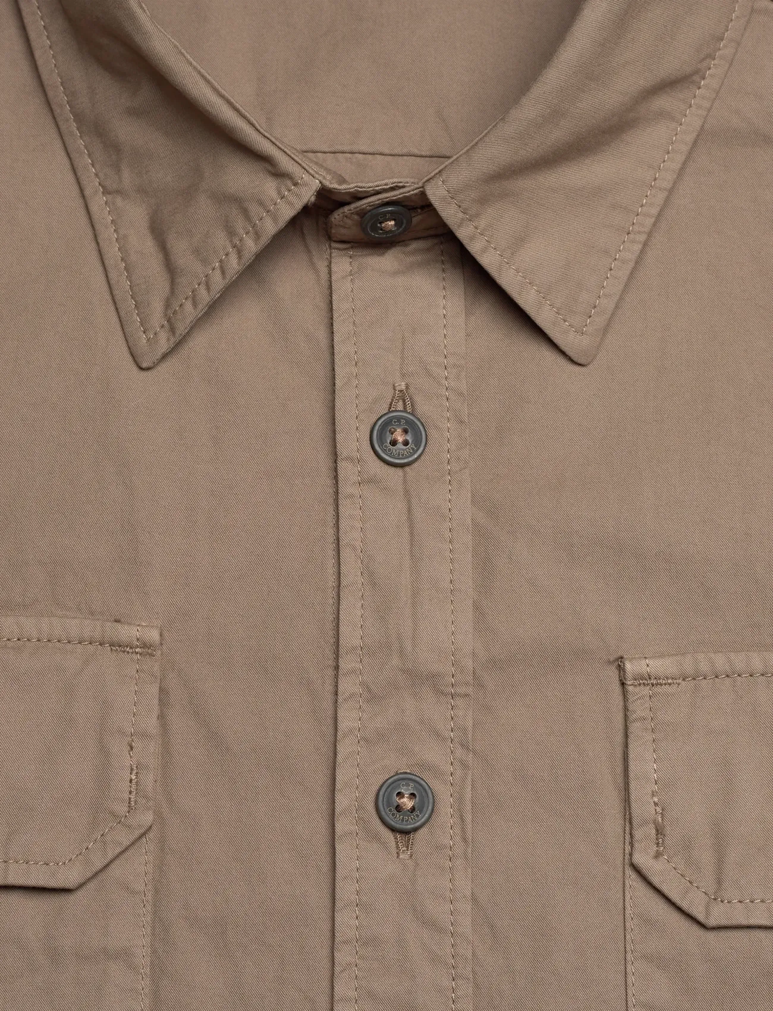 C.P. Company - Organic Gabardine Buttoned Lens Shirt - walnut - 2