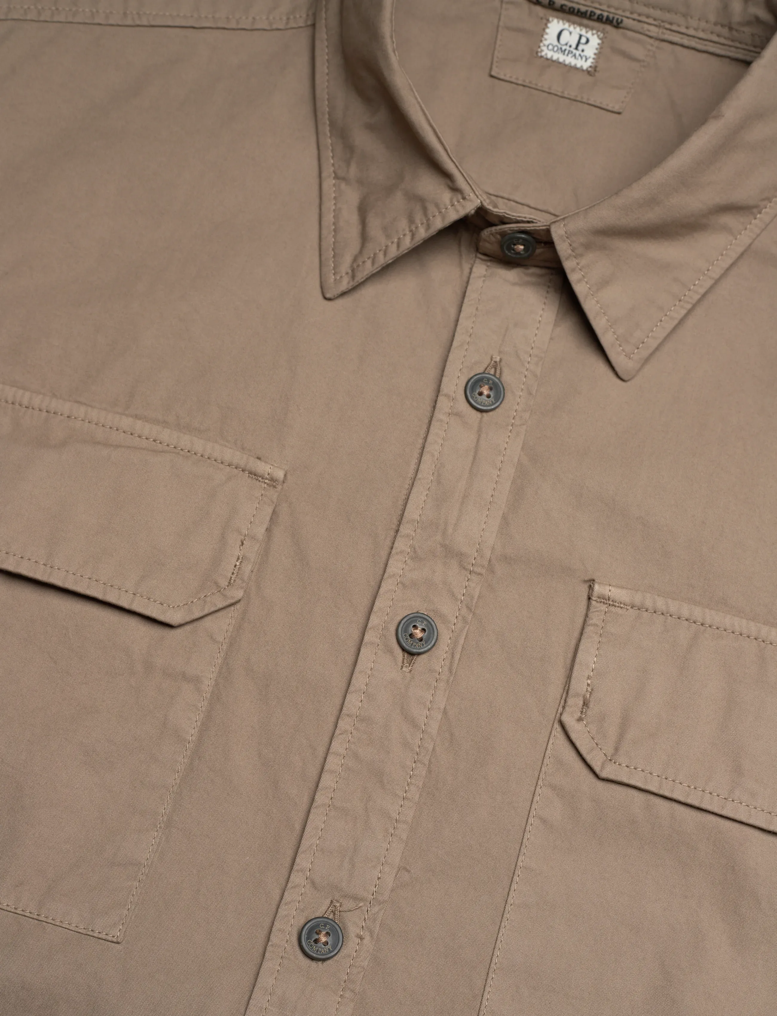 C.P. Company - Organic Gabardine Buttoned Lens Shirt - walnut - 3