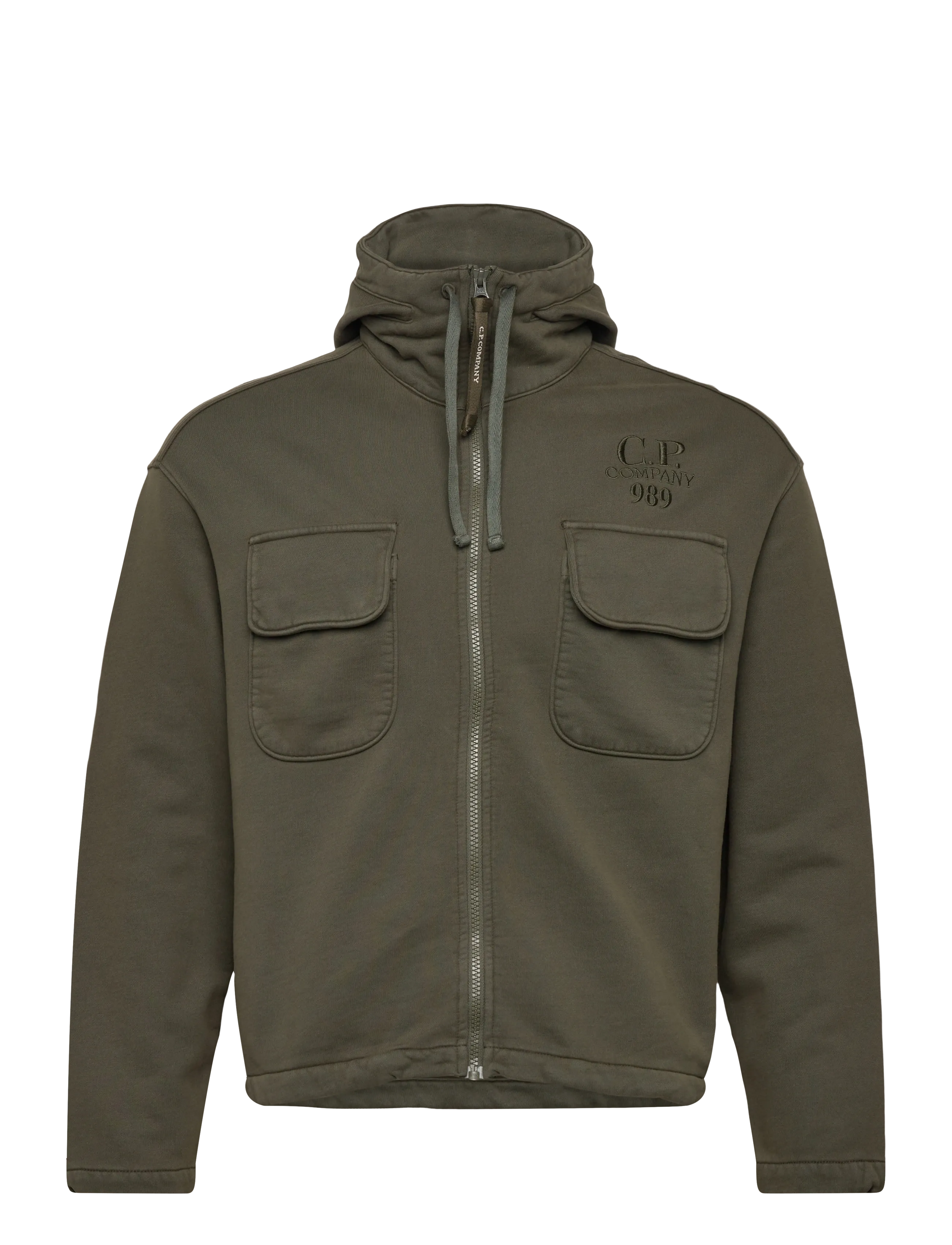 C.P. Company Brushed And Emerized Diagonal Fleece Hooded Utility Sweatshirt, S, Khaki green, Jakker > Lette Jakker, Herre