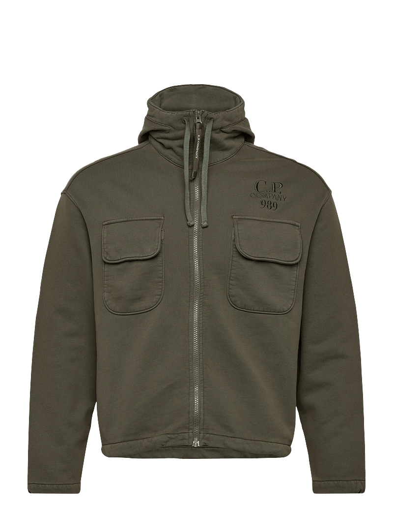 C.P. Company - Brushed And Emerized Diagonal Fleece Hooded Utility Sweatshirt - tunna jackor - grape leaf - 0