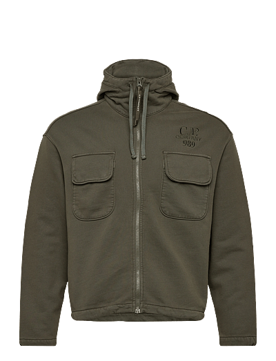 Brushed And Emerized Diagonal Fleece Hooded Utility Sweatshirt - Lette Jakker