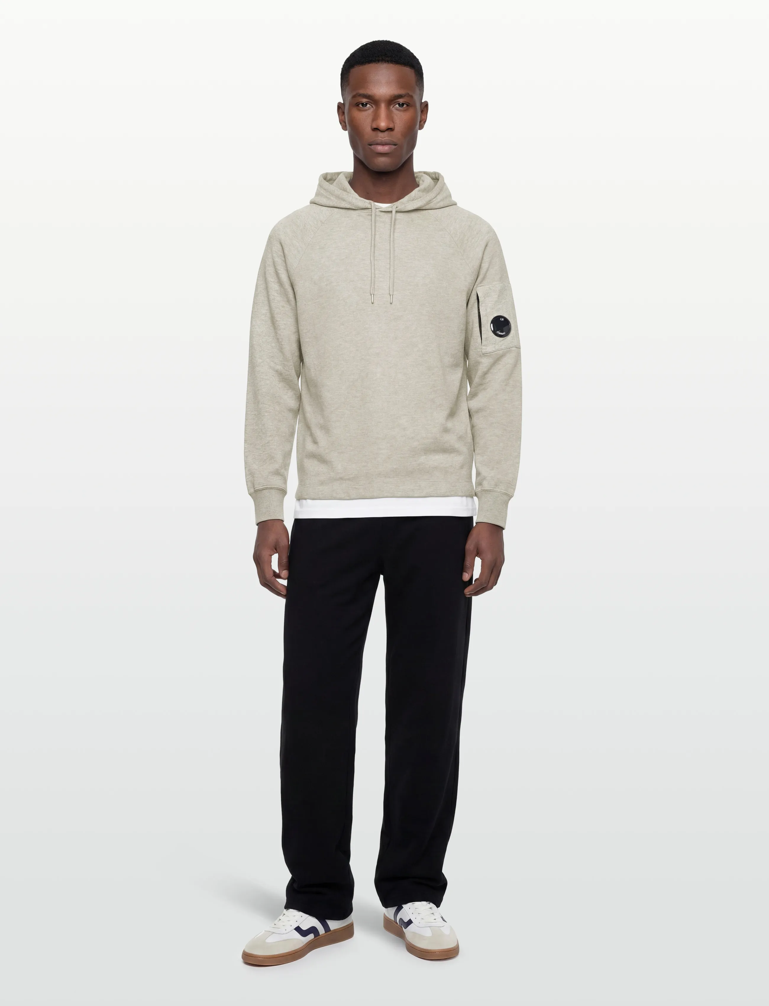 C.P. Company - Light Fleece Hoodie Garment Dyed - greystone melange - 0