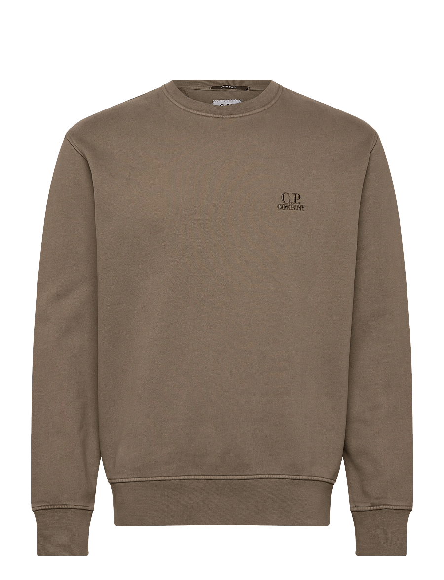 C.P. Company - Logo Embroidered Crewneck Sweatshirt - apsipirkite pagal stilių - walnut - 0