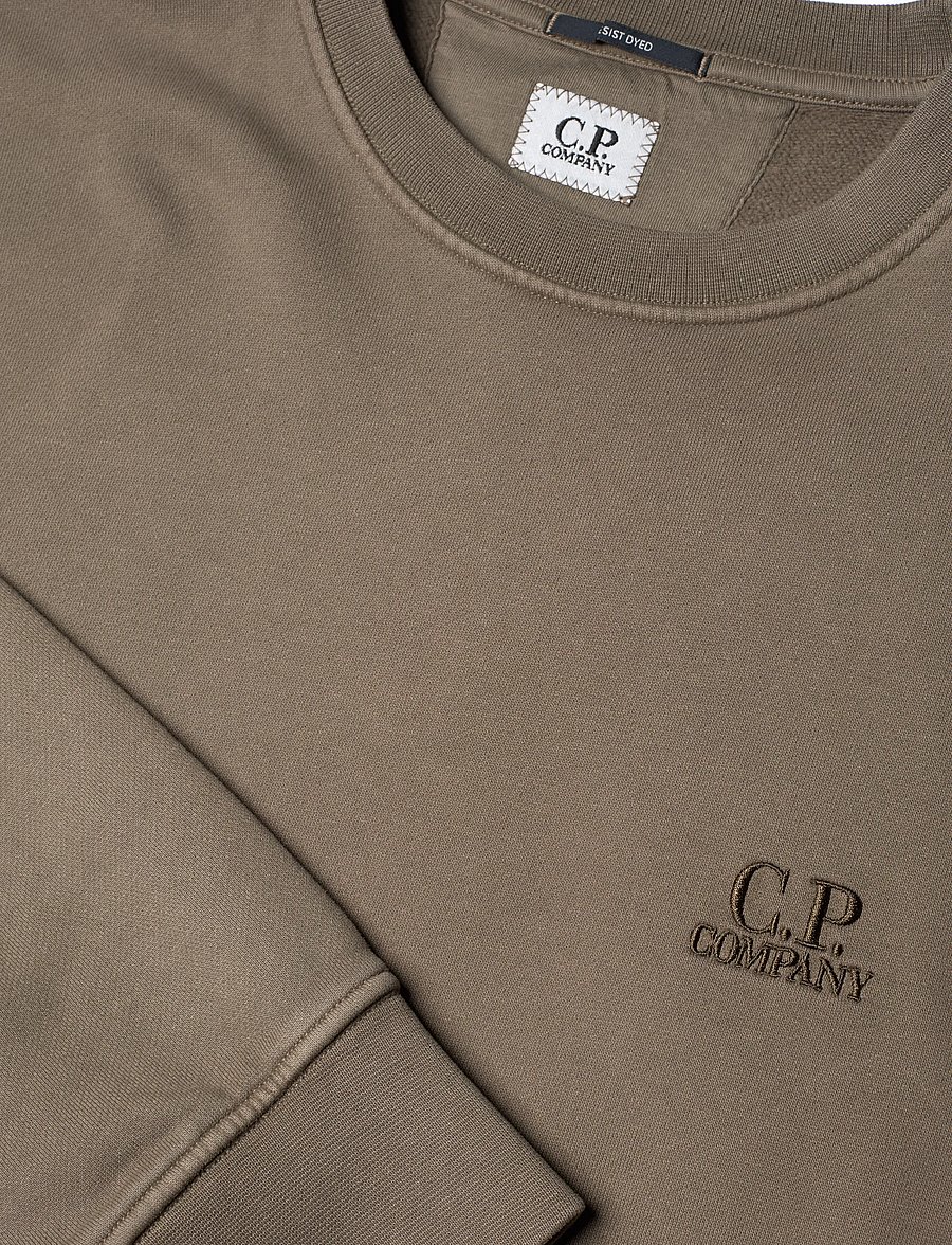 C.P. Company - Logo Embroidered Crewneck Sweatshirt - apsipirkite pagal stilių - walnut - 2