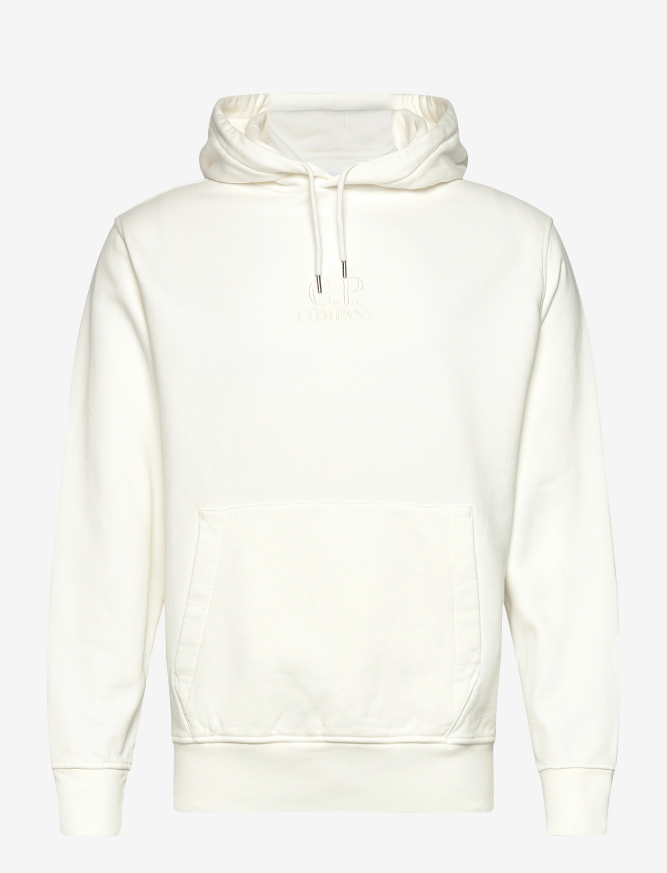 C.P. Company - Logo Embroidered Fleece Hoodie - hoodies - gauze white - 0