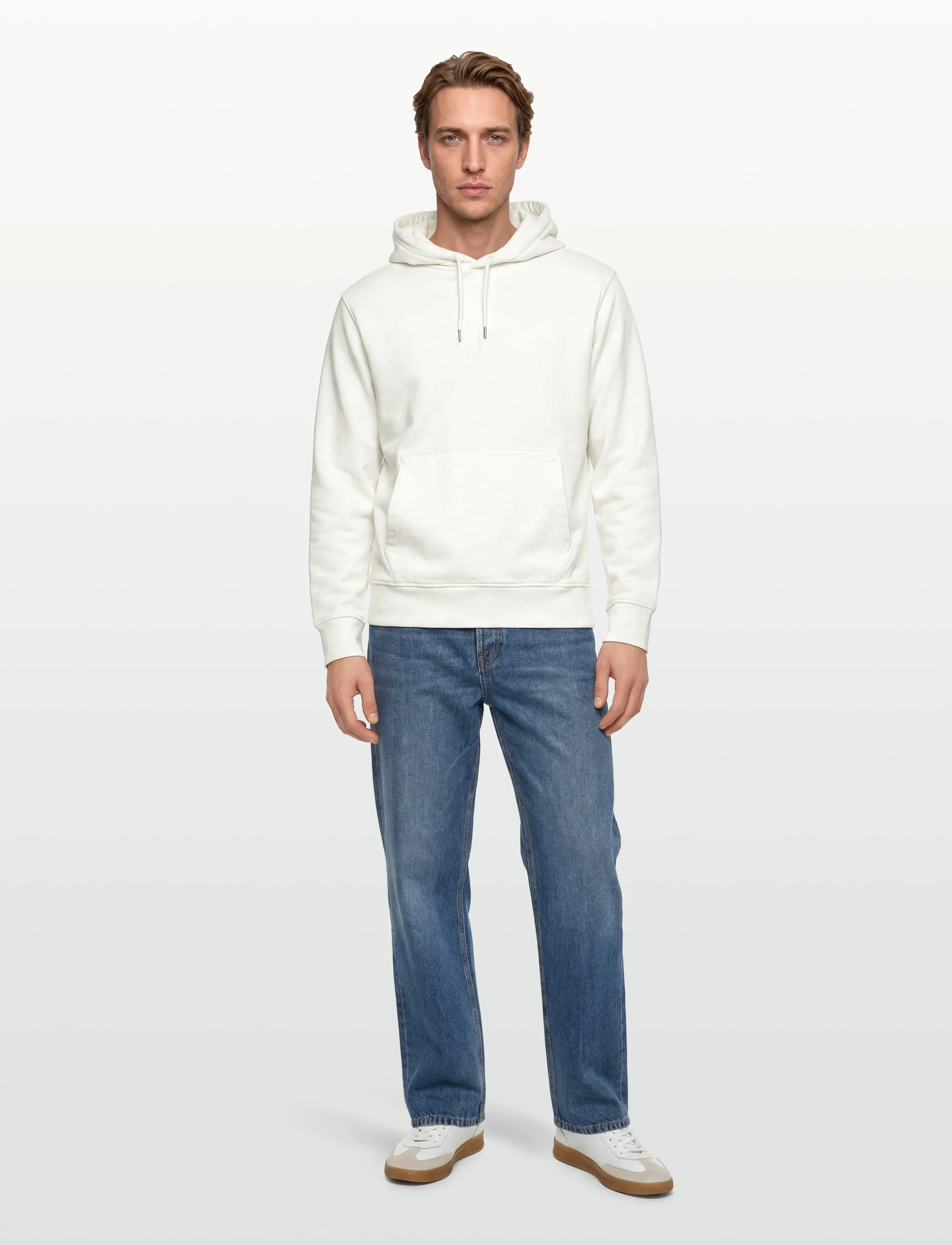 C.P. Company Logo Fleece Hoodie, XXL, Sweatshirts & Hoodies, Weiß - Männerswear