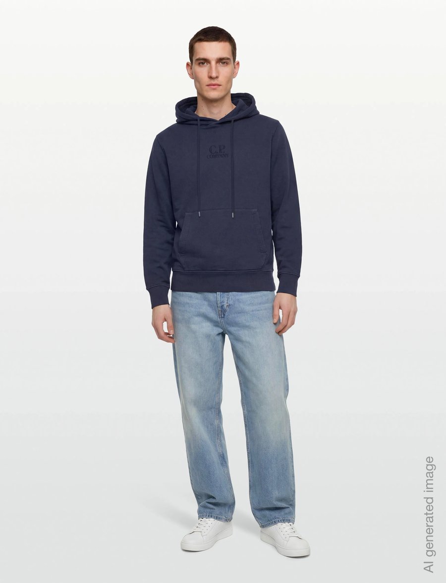 C.P. Company - Logo Emroidered Hoodie - hettupeysur - estate blue - 0