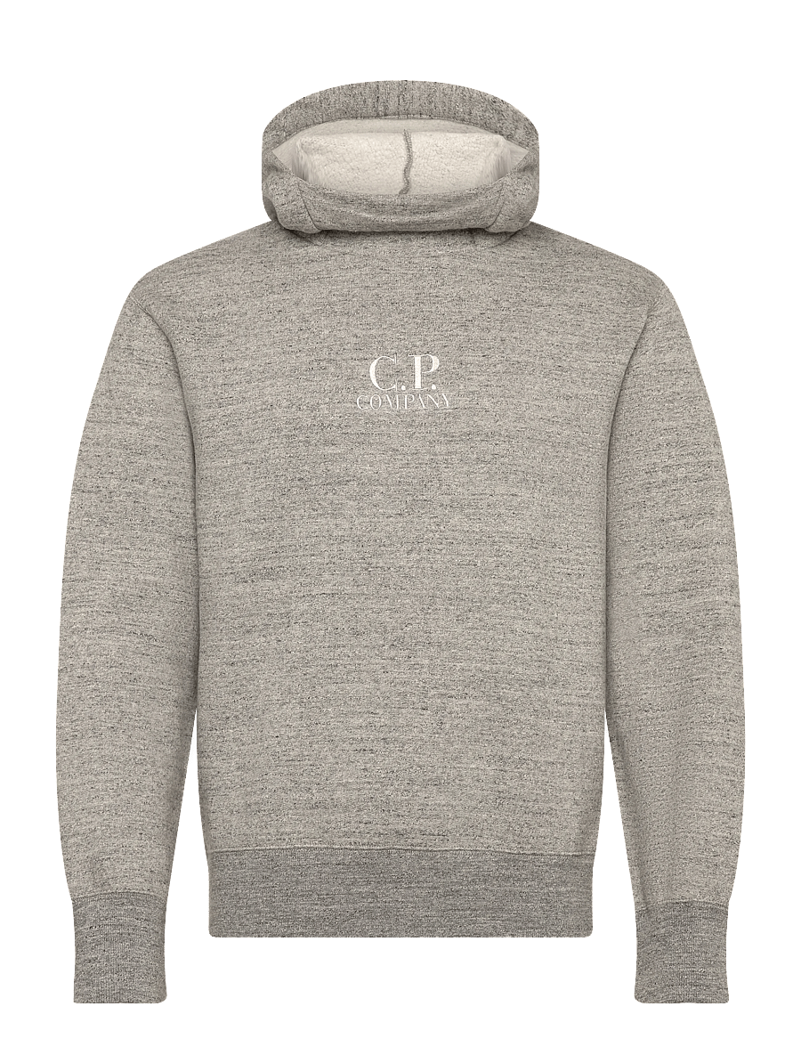 C.P. Company - Logo Embroidered Cotton Hoodie - kapuutsiga pusad - greystone melange - 0