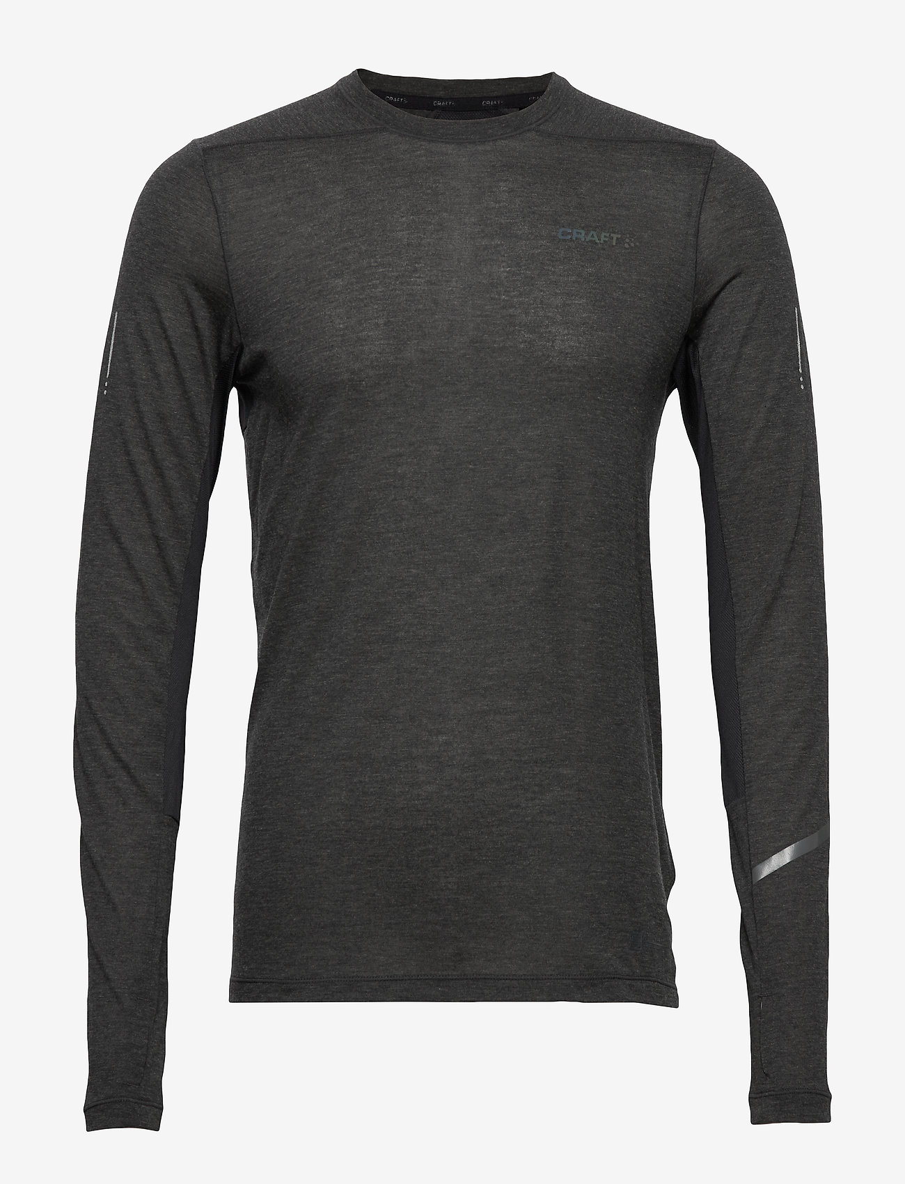 SUBZ LS WOOL TEE M - BLACK MELANGE/MONUMENT