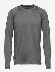 Craft - Adv Essence Ls Tee M - långärmade tröjor - dk grey melange - 0