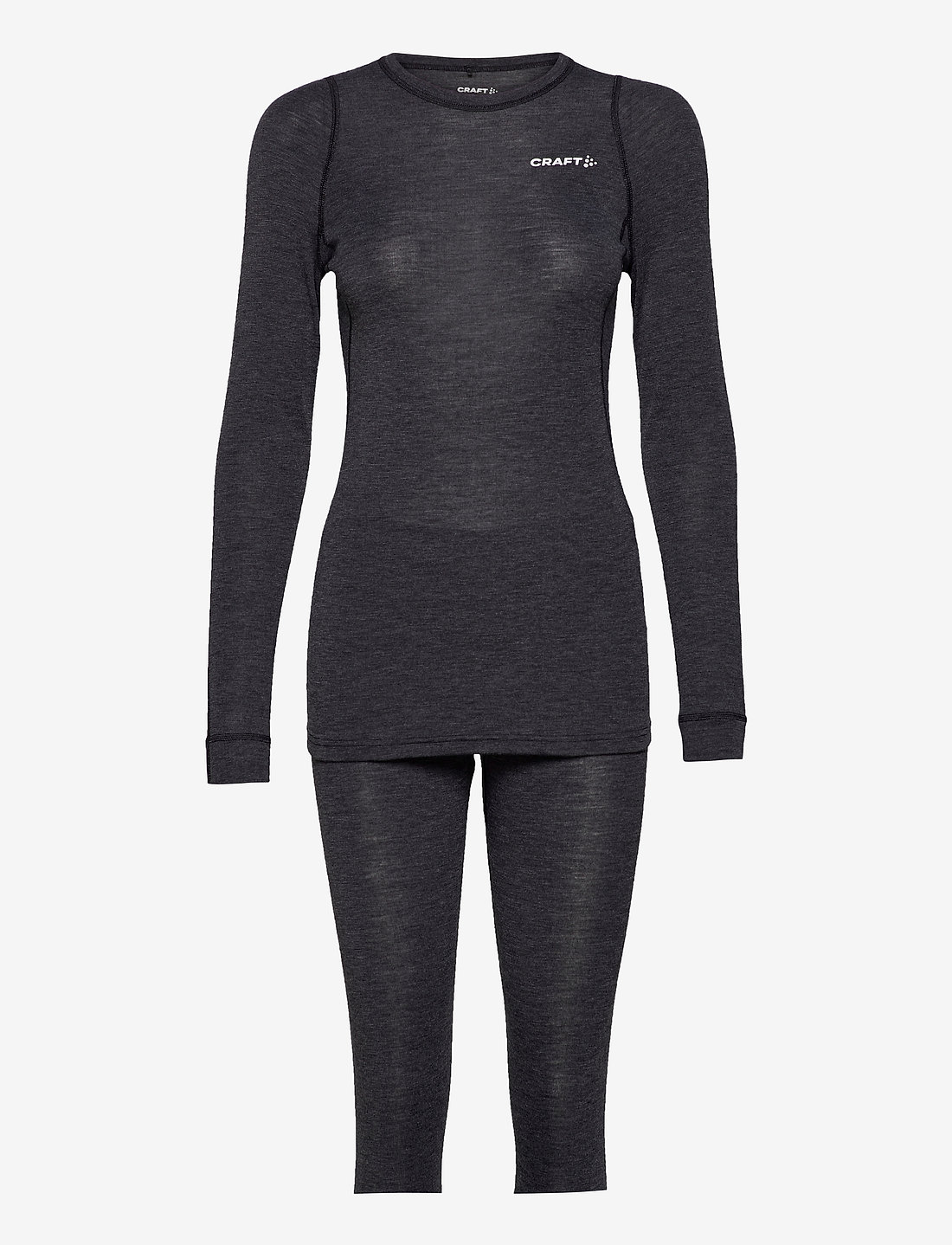 Craft - Wool Merino Set W - underställsset - black melange - 0